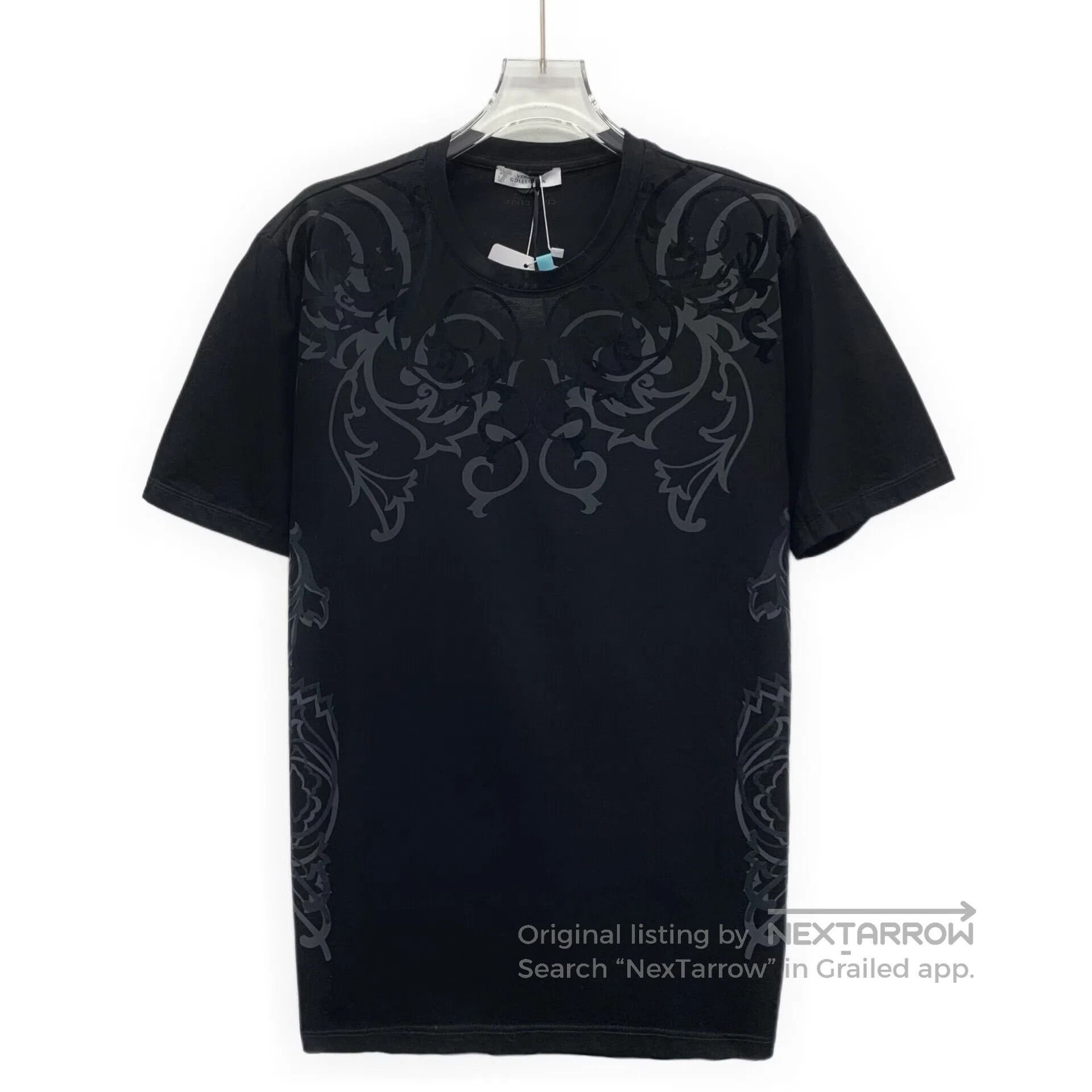 Versace Versace Black Pattern Printed Cotton Round Neck Short Slee Size US S / EU 44-46 / 1 - 1 Thumbnail