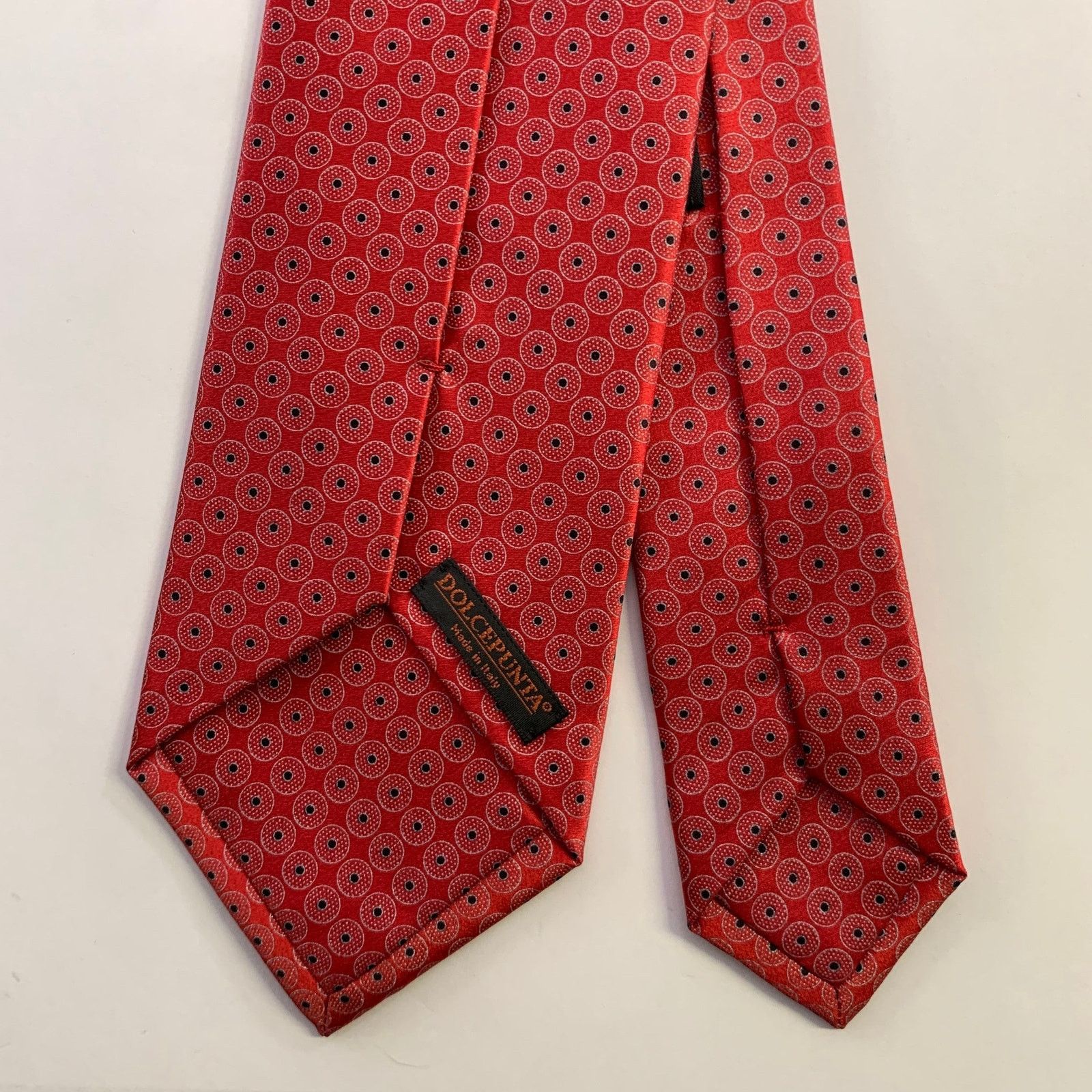 Dolcepunta DOLCEPUNTA Red Grey Polka Dot Silk Tie Size ONE SIZE - 2 Thumbnail
