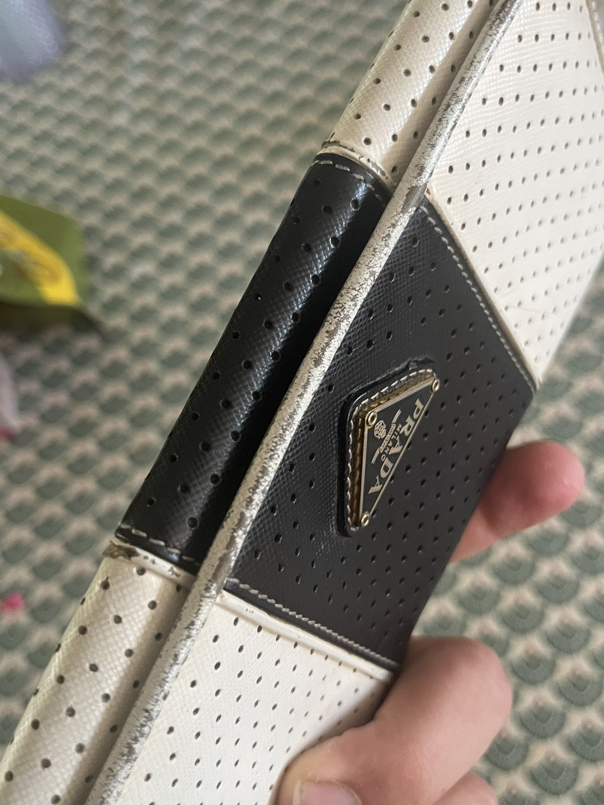 Prada Vintage Prada milano black/White Perforated Saffiano wallet Size ONE SIZE - 5 Thumbnail