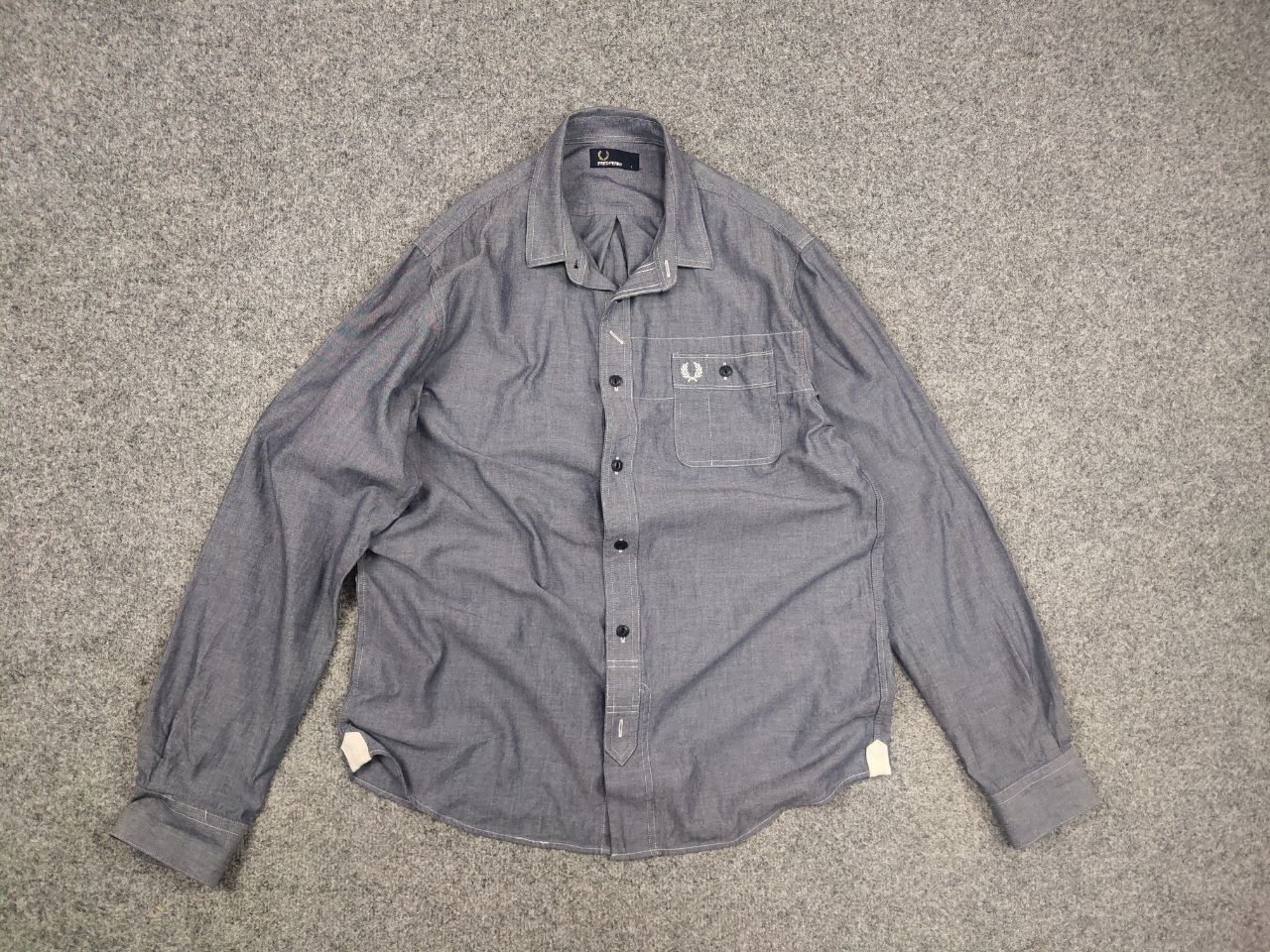 Fred Perry Fred Perry Logo Long sleeve button blue classic fit shirt Size US L / EU 52-54 / 3 - 9 Thumbnail