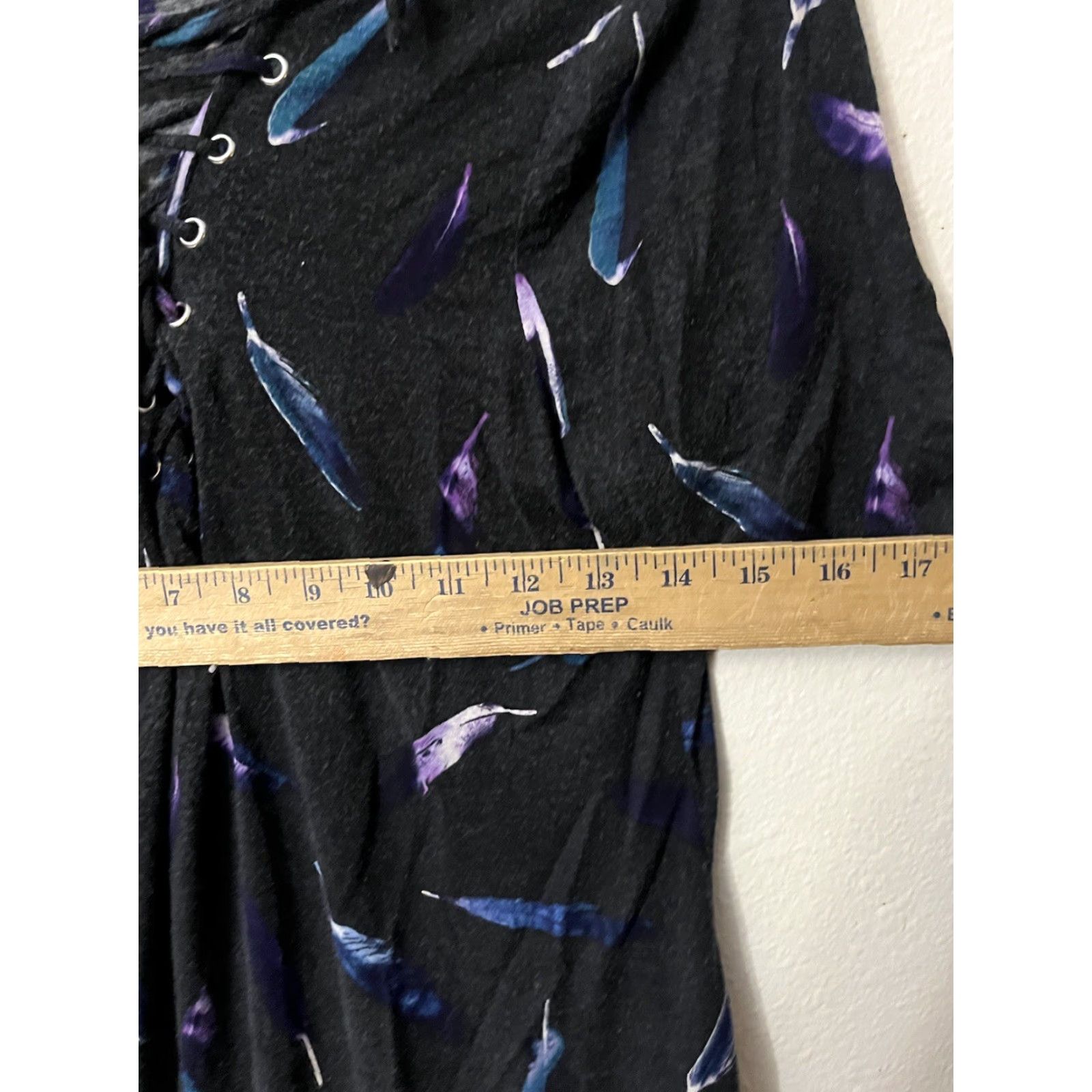 Vintage ROCK & REPUBLIC Black Lace Up Cutout Blouse Women's Size Medium Feathers Size M / US 6-8 / IT 42-44 - 5 Thumbnail