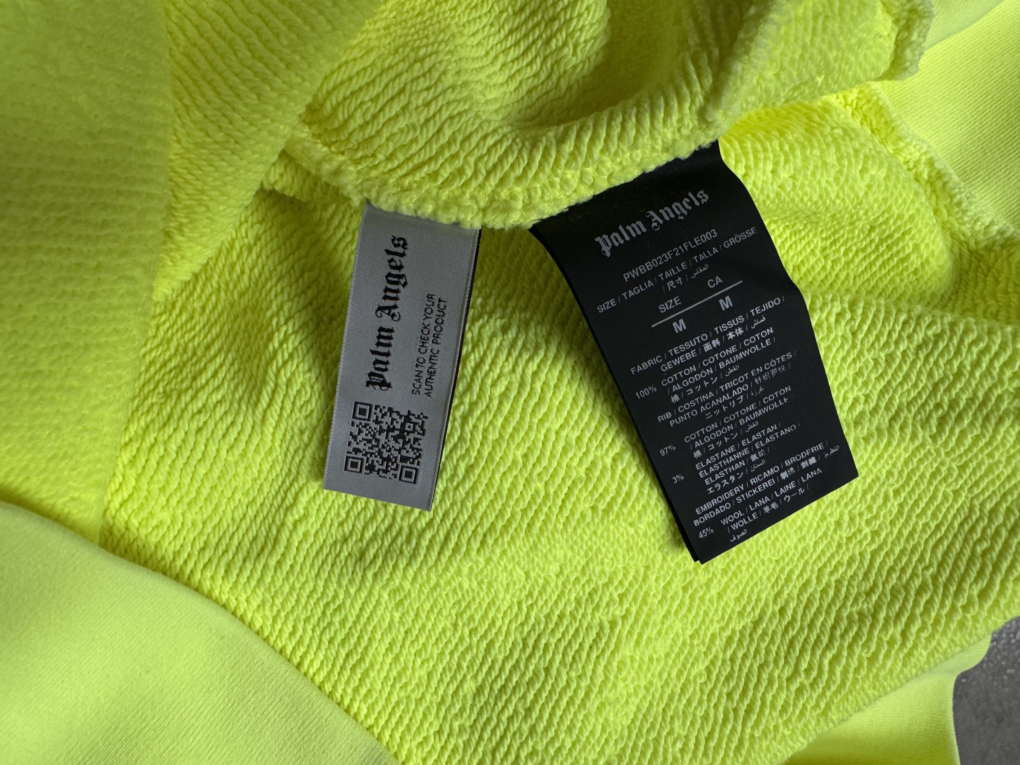 Palm Angels Bear Hoodie Sprayed Yellow Fluo