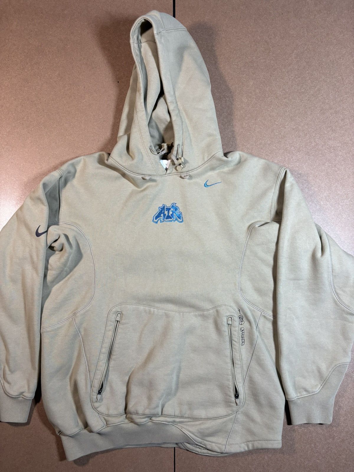 Nike x Off White 006 Fleece Hoodie Beige Khaki Size S