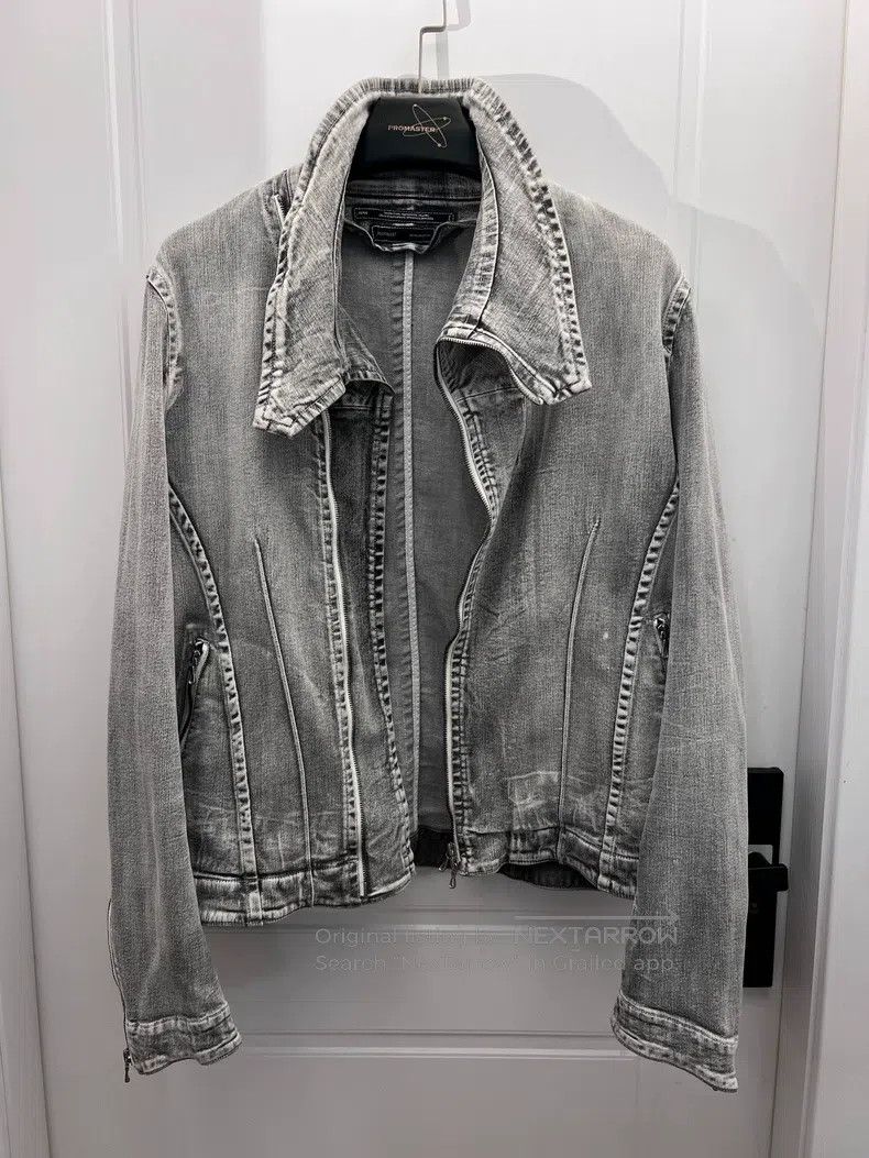 Julius Julius Water-washed distressed stand-up collar biker denim Size US XL / EU 56 / 4 - 3 Thumbnail