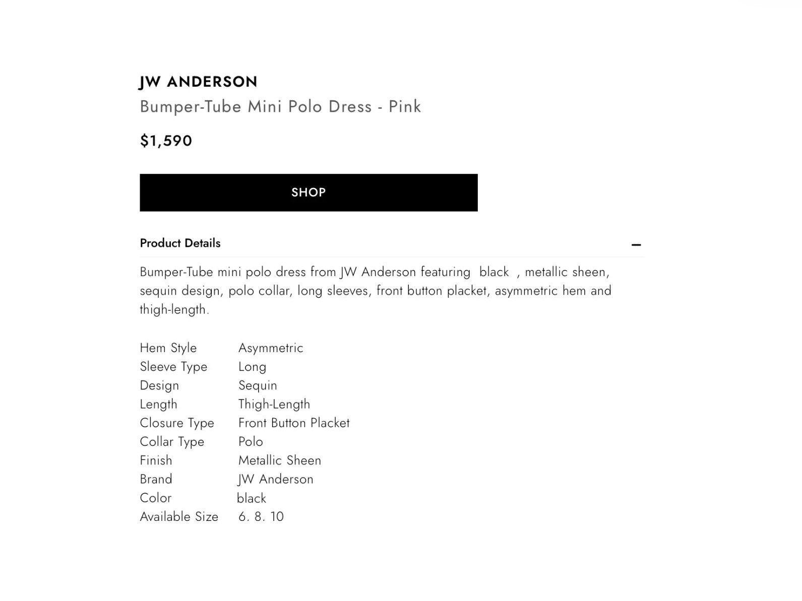 JW Anderson Sequined Polo Minidress Size XS / US 0-2 / IT 36-38 - 11 Thumbnail