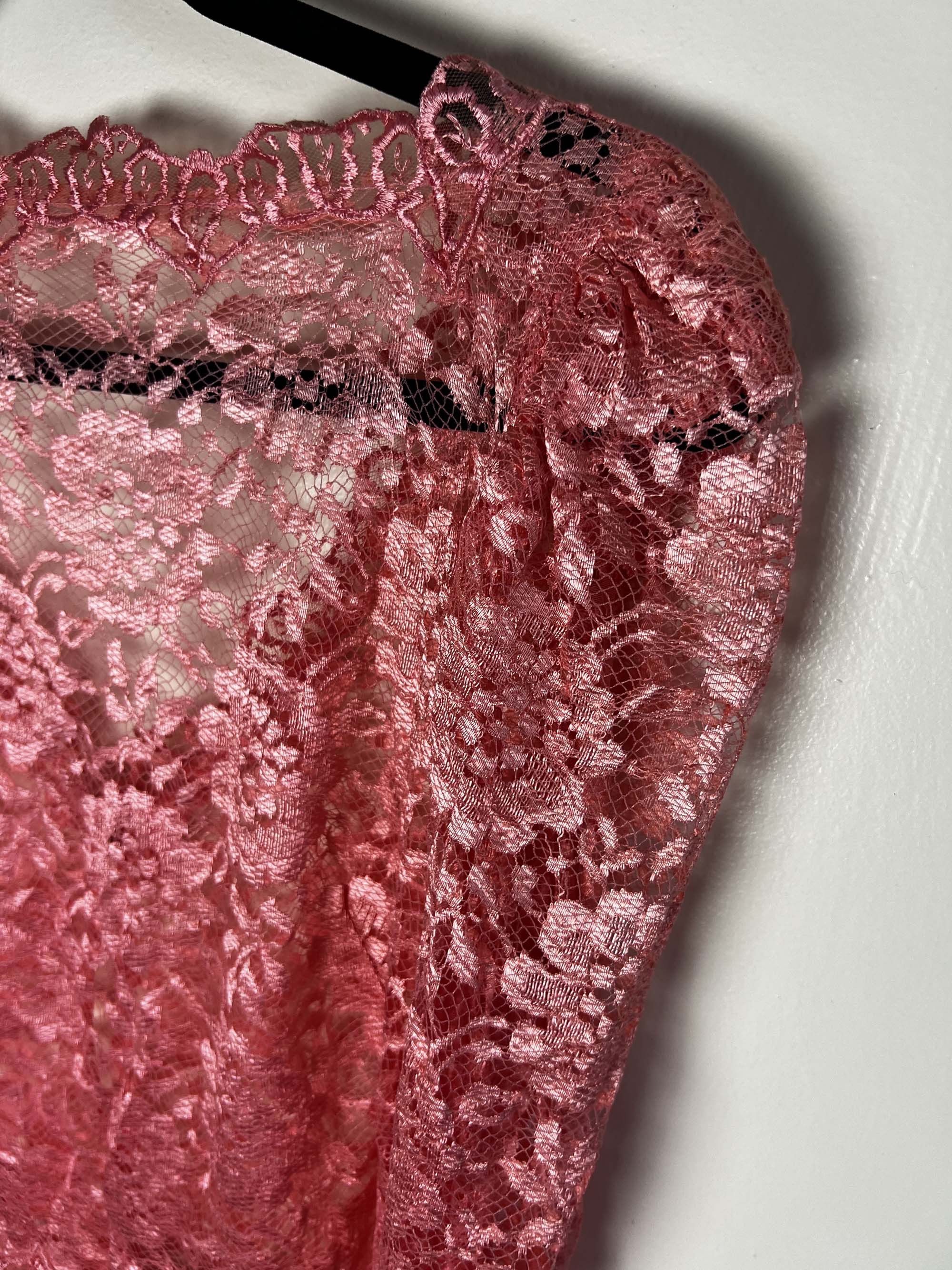 Vintage Vintage 1960's Edwardian Pink Lace Puffy Sleeve Blouse Size L / US 10 / IT 46 - 5 Thumbnail