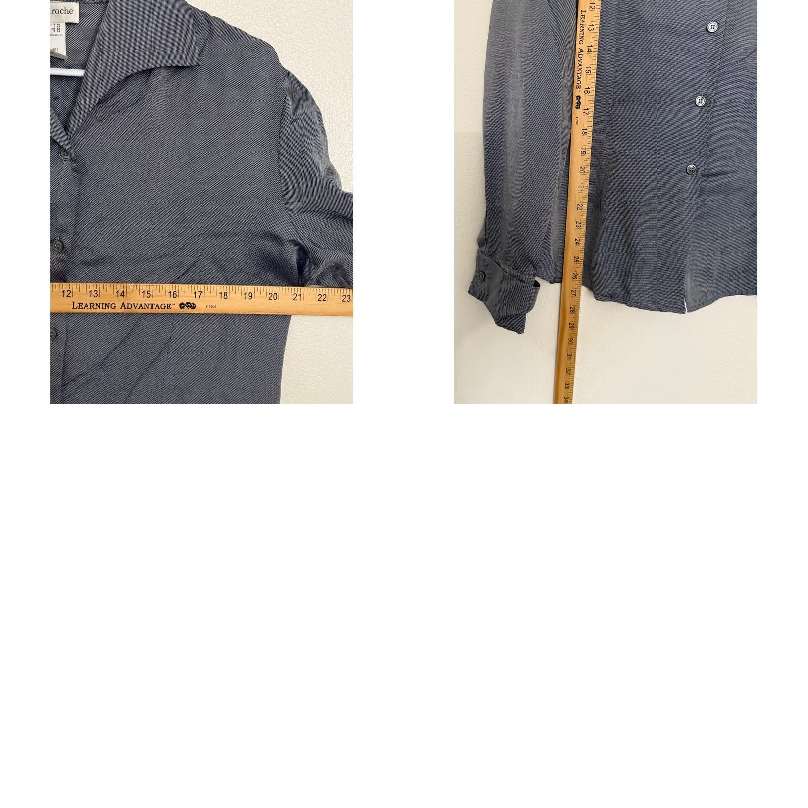 Guy Laroche Guy Laroche Silk Blouse Blue Solid Long Sleeve France Size 16 Women Size XXL / US 16-18 / IT 52-54 - 8 Thumbnail