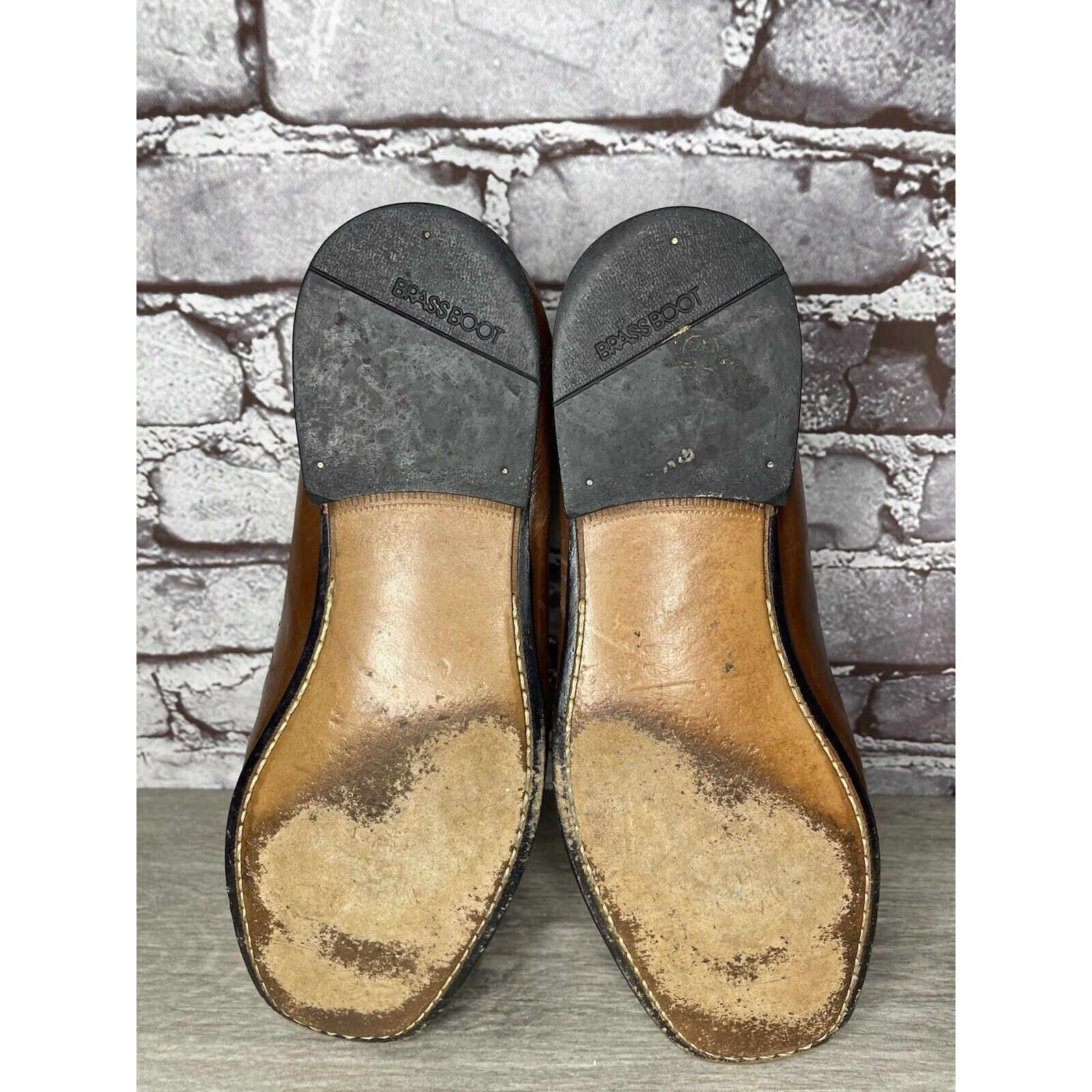 Other Brass Boot Brown Leather Basket Weave Loafers Dress Shoes Me Size US 10 / EU 43 - 8 Thumbnail