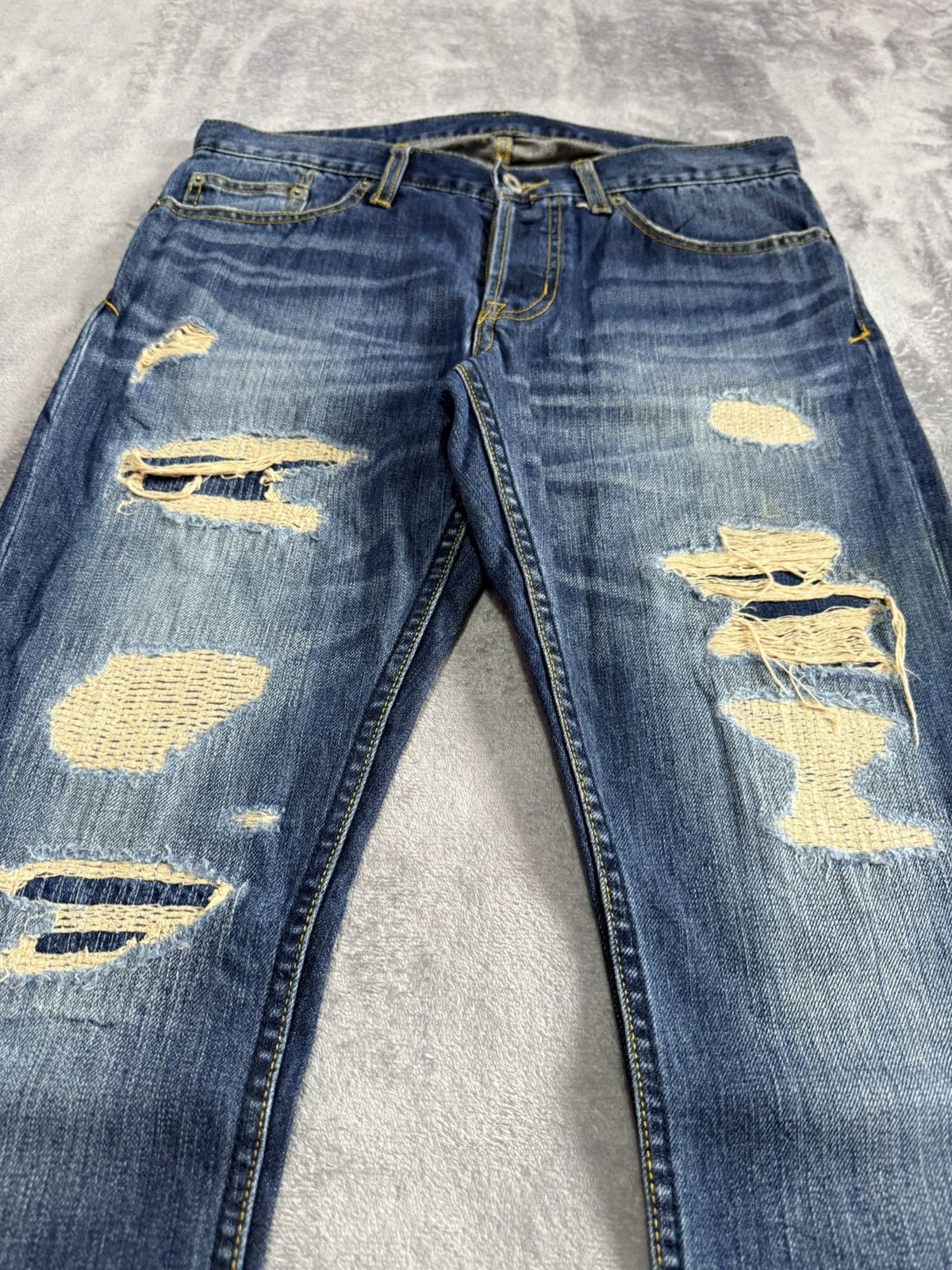 Fad Three × Japanese Brand The Stooge & Co Distressed Repaired Heavy Stitched Jeans Size US 30 / EU 46 - 11 Thumbnail