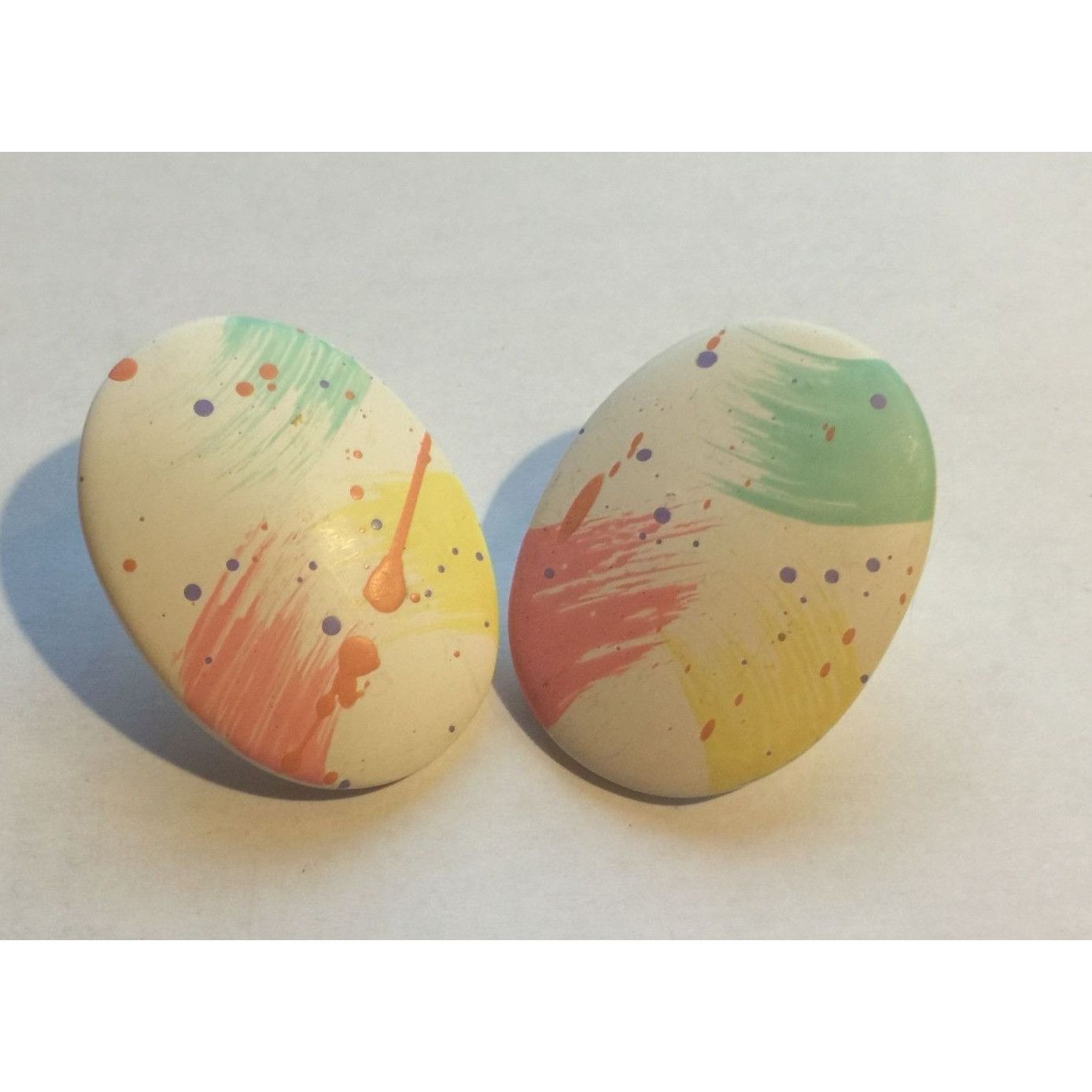 Other Vintage Earrings/1 Gold Rim Bear Pin- Speckled Oval Earrings Size ONE SIZE - 4 Thumbnail