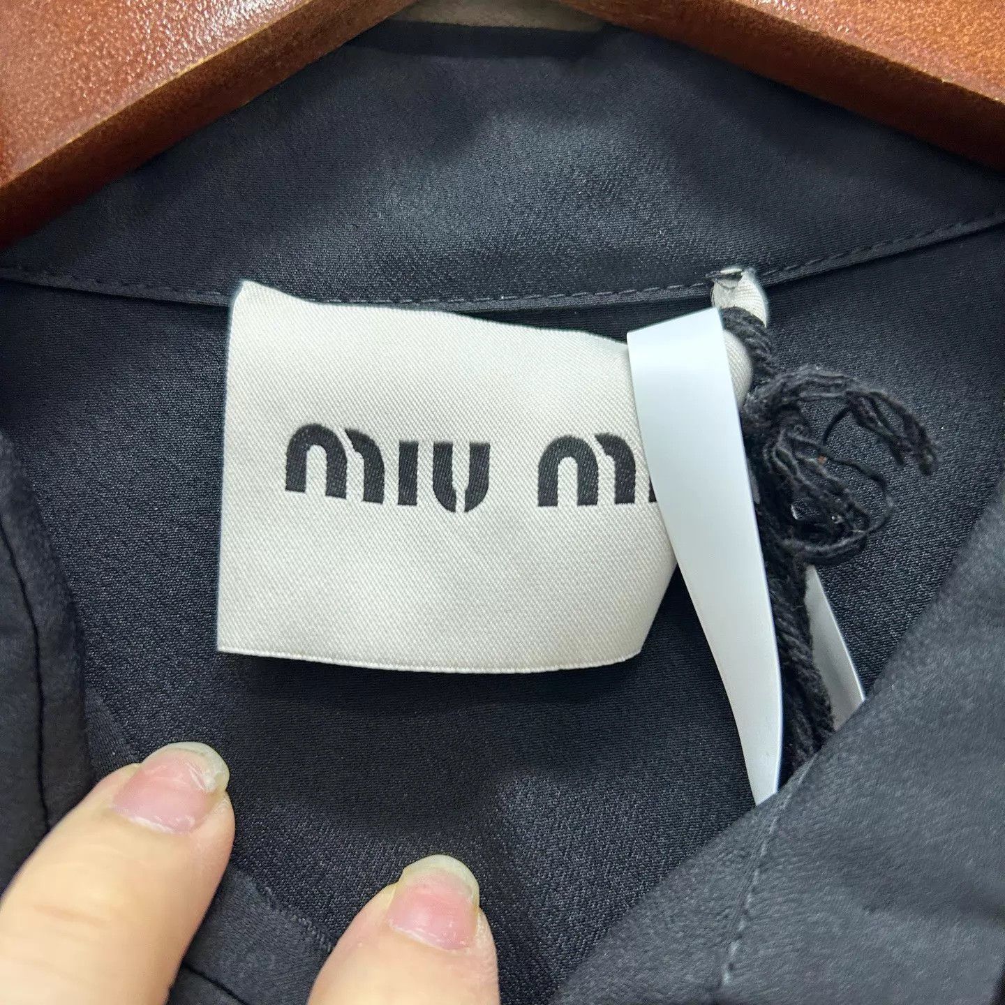 Miu Miu MIU MIU black logo letter collared pleated dress Size S / US 4 / IT 40 - 3 Thumbnail