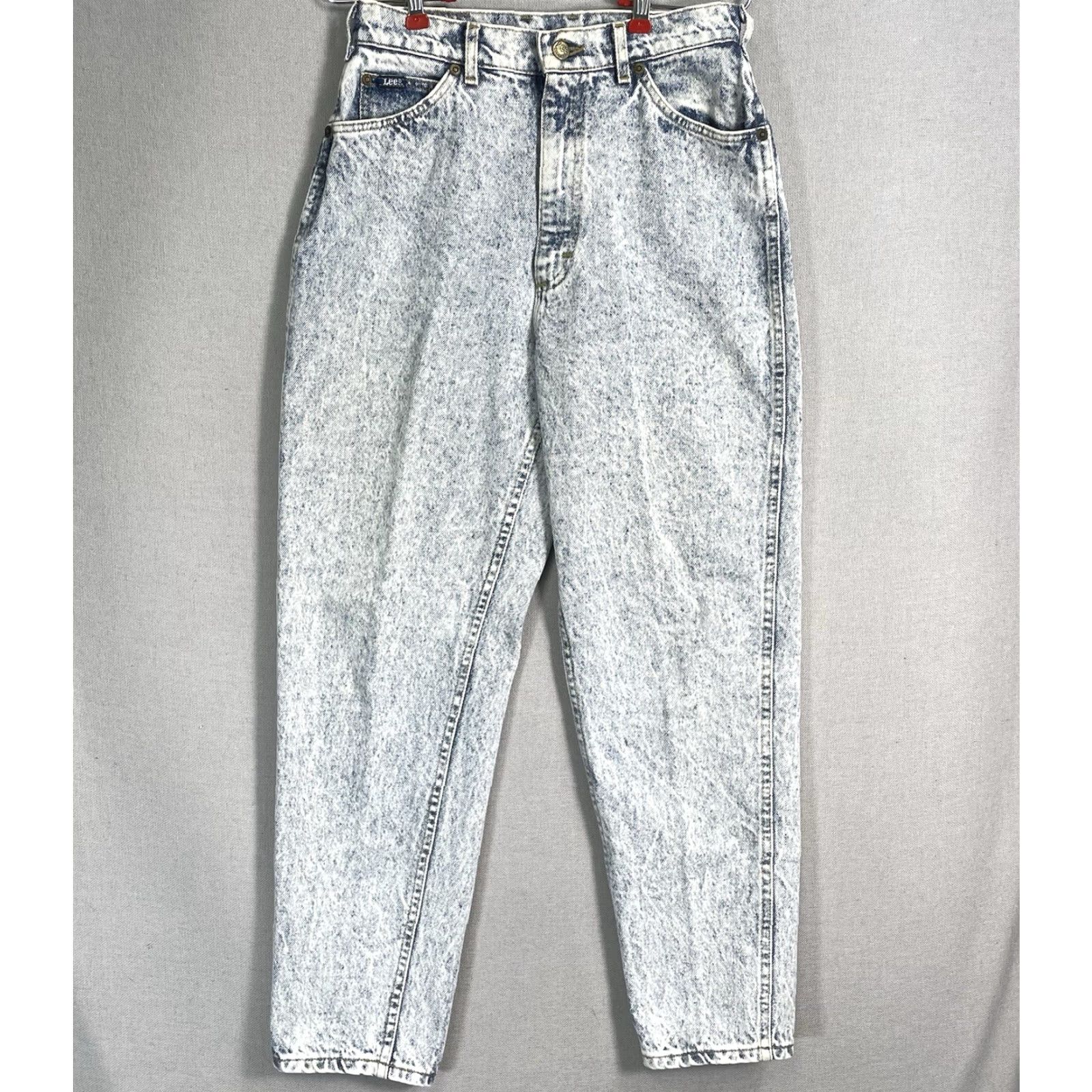 Lee VINTAGE Lee Jeans Womens 10P Petite 27x27 Acid Wash Tapered USA Blue 80s 90s Mens Size 32" / US 10 / IT 46 - 2 Thumbnail