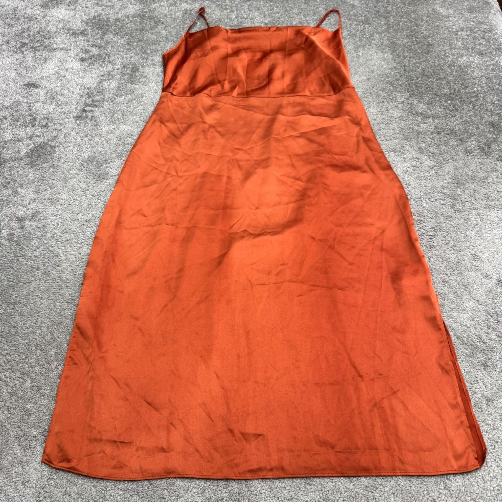 Missguided Missguided Satin Cowl Cami Midi Slip Dress Womens 14 Rust Orange Spaghetti NWT Size XL / US 12-14 / IT 48-50 - 2 Thumbnail