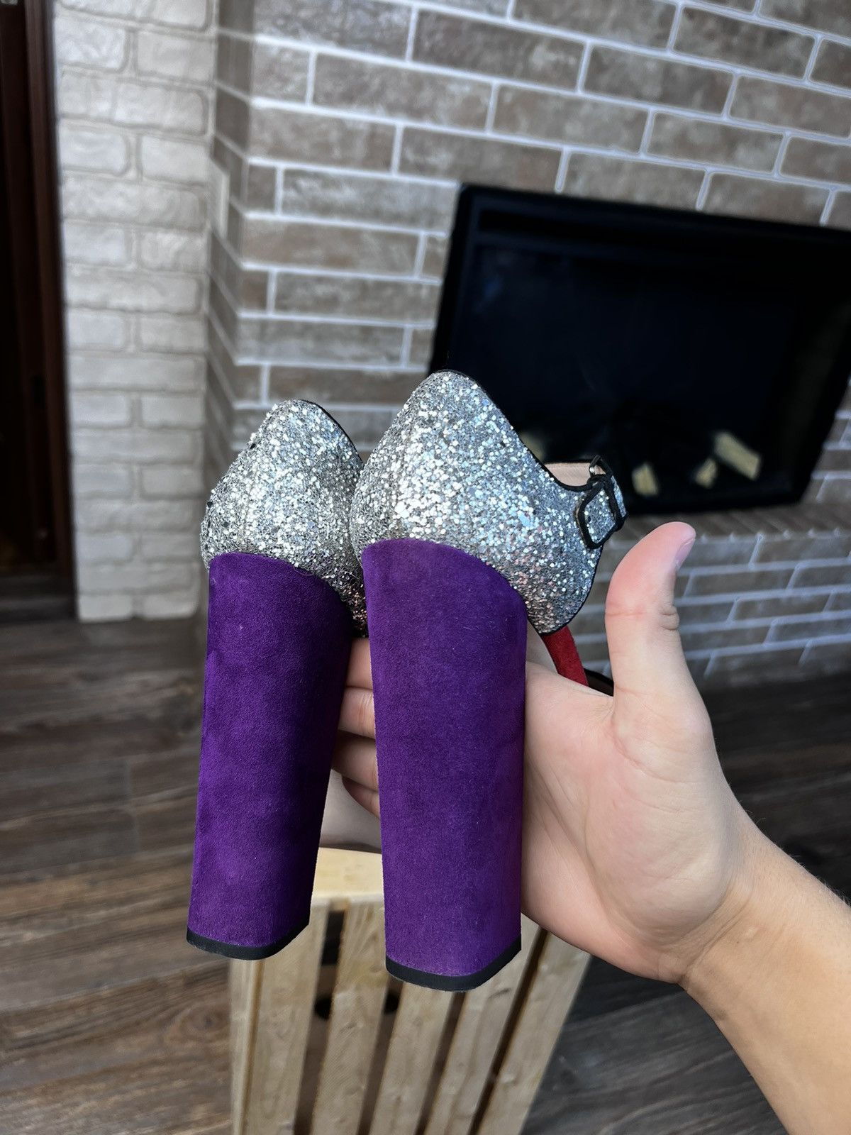 Miu Miu Miu Miu Red Silver Glitter Platform Sandals size is:8,5 Size US 8.5 / IT 38.5 - 4 Thumbnail