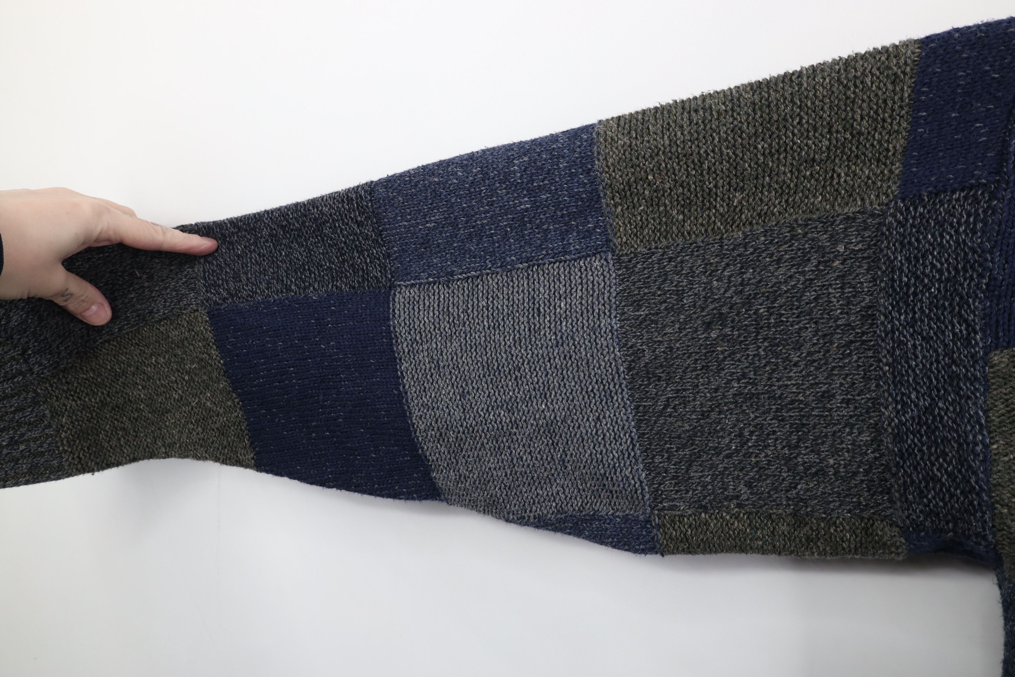 Vintage Vintage 90s Streetwear Patchwork Knit Crewneck Sweater USA Size US XL / EU 56 / 4 - 5 Thumbnail