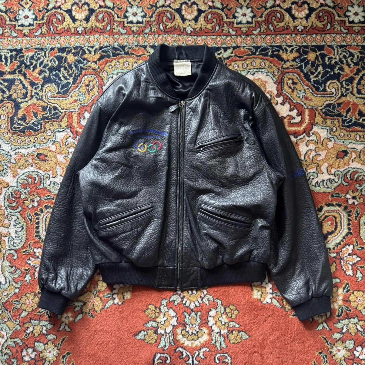 Adidas Vintage olympic games Adidas leather jacket Size US L / EU 52-54 / 3 - 1 Thumbnail