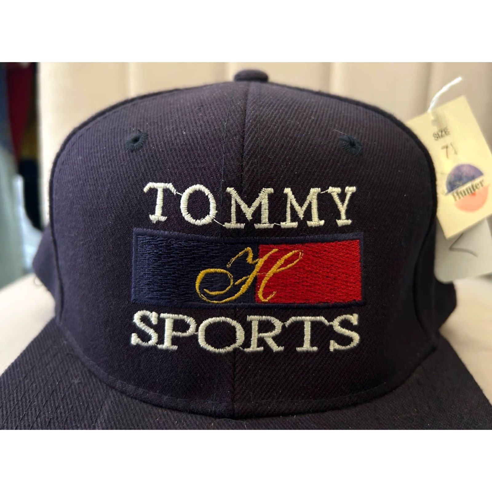 Vintage VINTAGE Tommy Sports Baseball Cap Adult Size 7 1/4 Navy Embroidered Logo Deadstock NWT 90s Sports Hat Size ONE SIZE - 3 Thumbnail