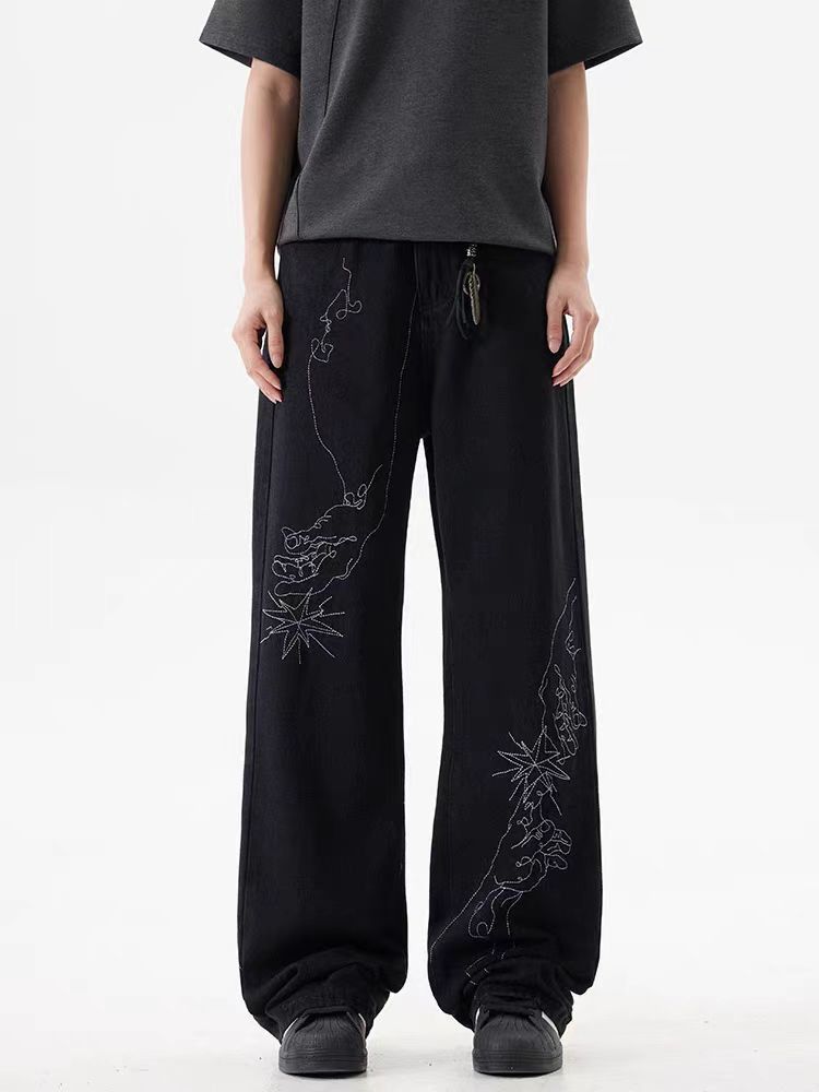Japanese Brand × Jean Street hand-painted embroidered baggy jeans Size US 30 / EU 46 - 2 Thumbnail