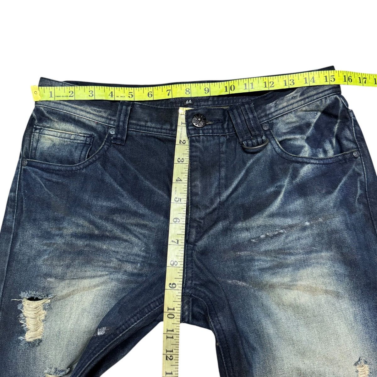 Le Grande Bleu (L.G.B.) Vice Fairy Whisker Distressed Denim Flare Jeans Size US 30 / EU 46 - 16 Thumbnail