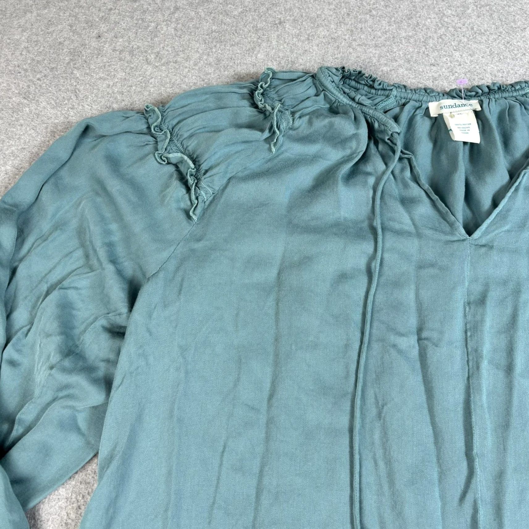 Vintage Sundance Shirt Women XL Green Ruffle Tunic Long Sleeve Boho Casual Blouse Size XL / US 12-14 / IT 48-50 - 6 Thumbnail