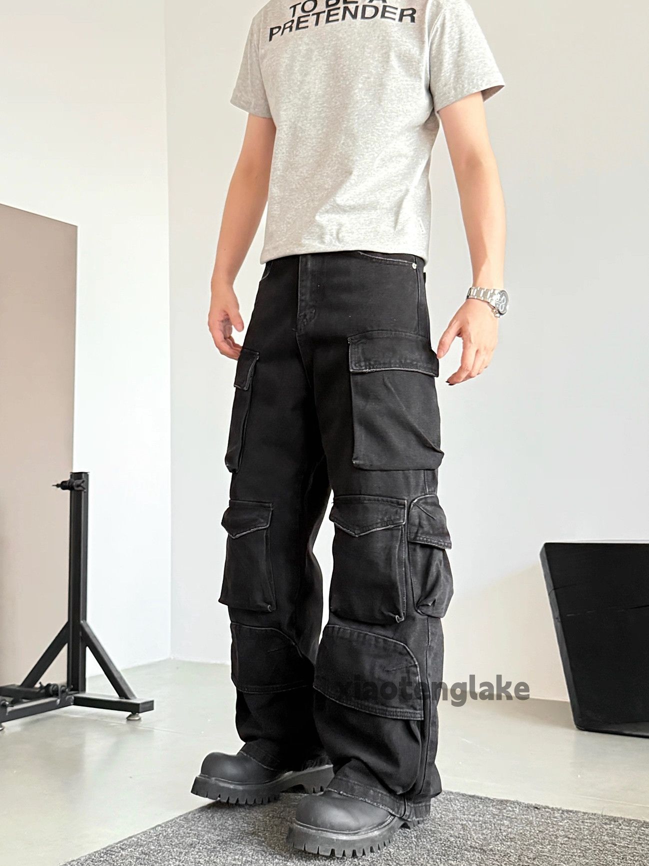 Vintage Washed faded loose baggy skate hiphop cargo jeans Size US 32 / EU 48 - 4 Thumbnail