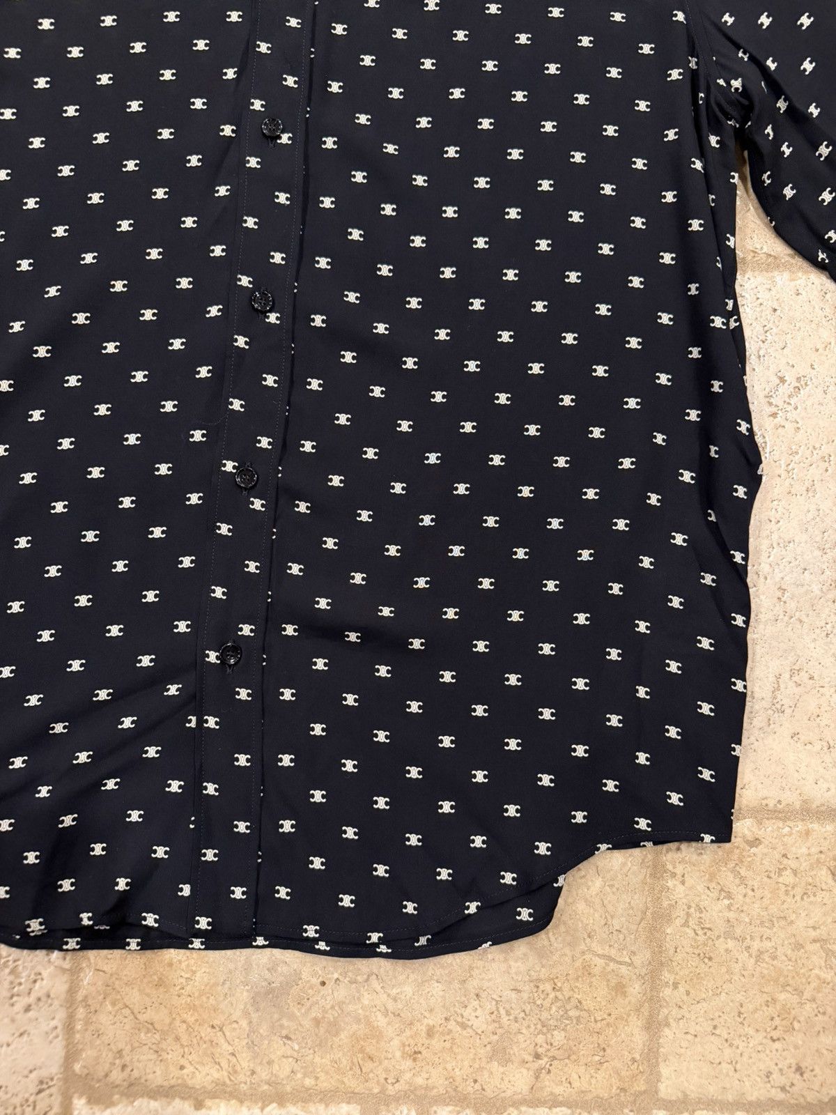 Celine Celine x Hedi Loose Viscoe Triomphe Logo Print Button Shirt Size US L / EU 52-54 / 3 - 5 Thumbnail