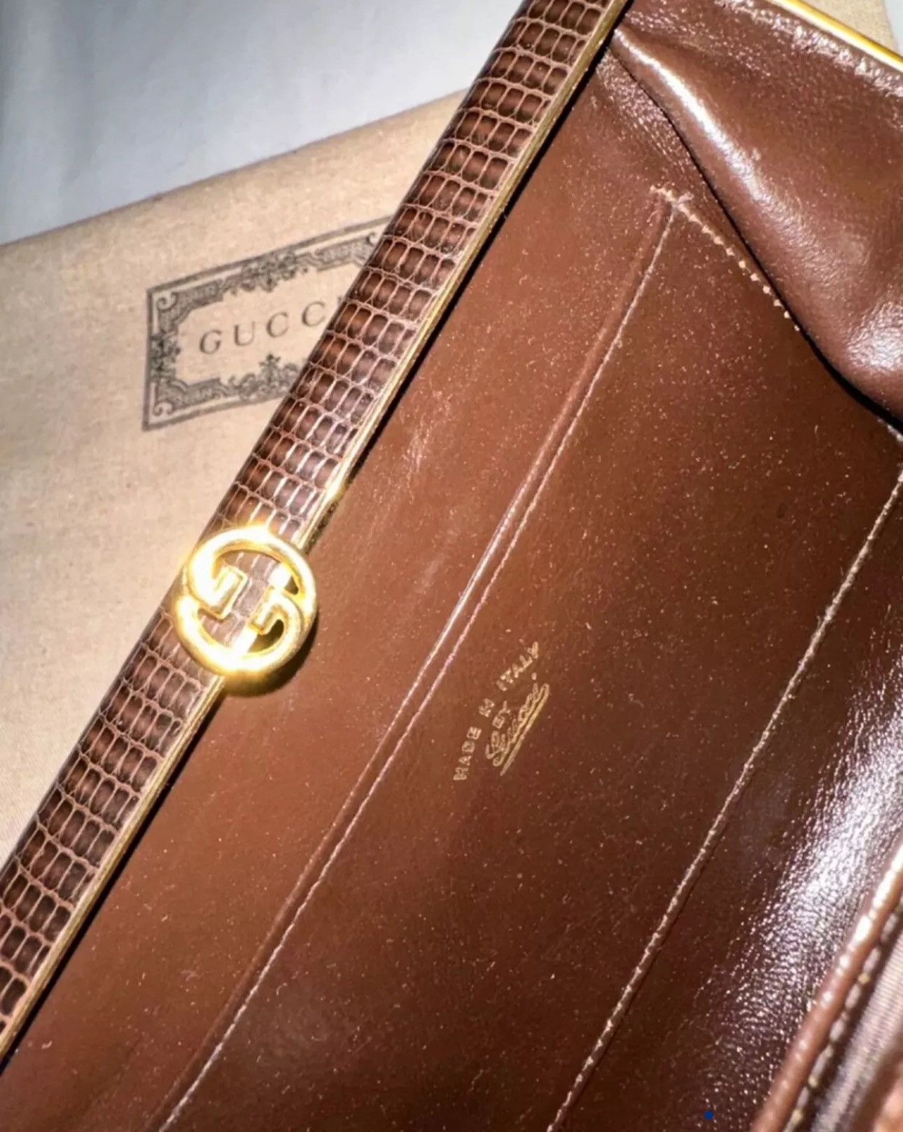 Gucci Gucci Rare Dark Brown Lizard Clutch Wallet Size ONE SIZE - 6 Thumbnail