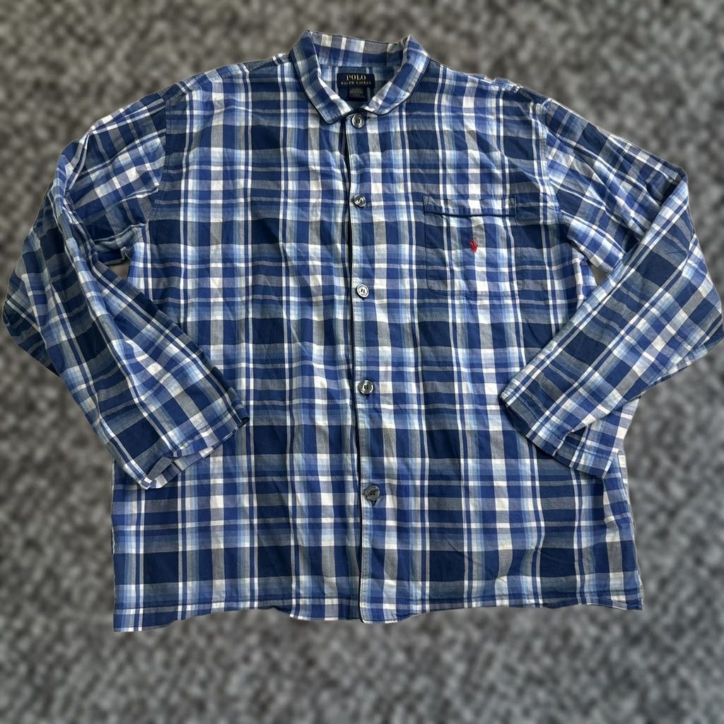 Ralph Lauren Polo Ralph Lauren Button Shirt Mens Large Plaid Blue Pajama Top Sleepwear Cotton Size US L / EU 52-54 / 3 - 1 Thumbnail