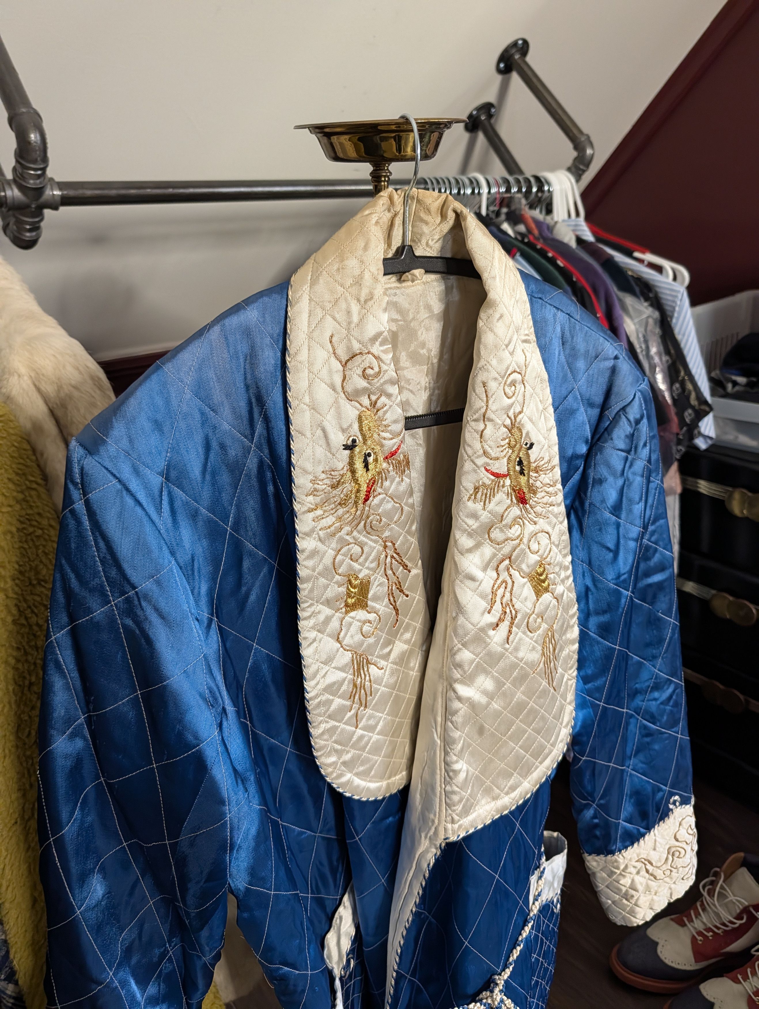 Japanese Brand VTG Dragon Embroidered Souvenir Smoking Jacket Tassel Tie Size US L / EU 52-54 / 3 - 2 Thumbnail