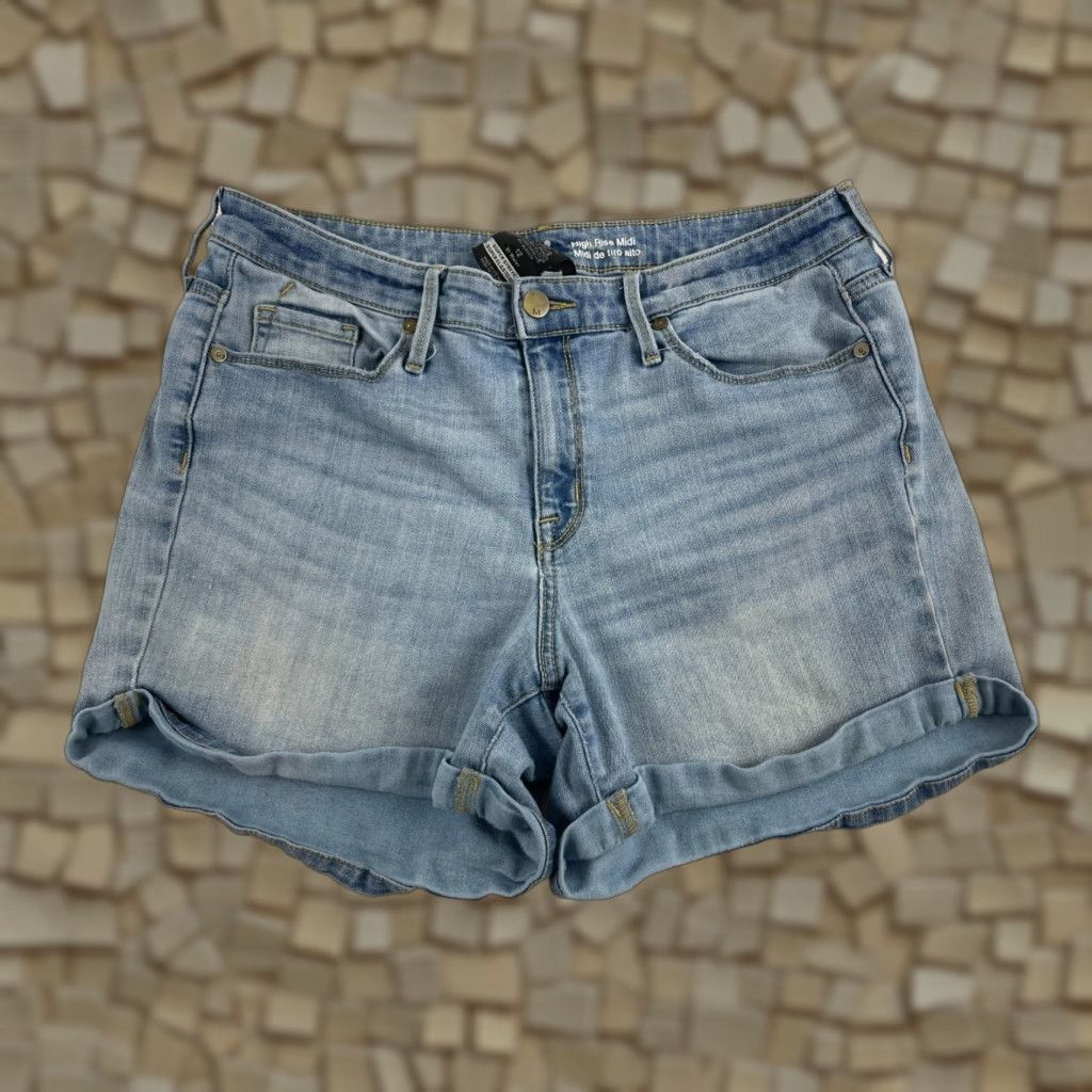 Mossimo Mossimo Women Bermuda Shorts Denim, Size 12, High Rise, Midi, Blue, Casual, Regular Fit, Size 34" / US 12 / IT 48 - 1 Thumbnail
