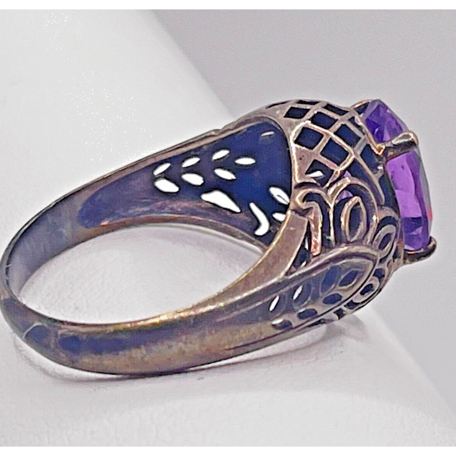 Other 1CT Natural Amethyst 925 Silver Victorian Style Ring Sz 8 Size ONE SIZE - 7 Thumbnail