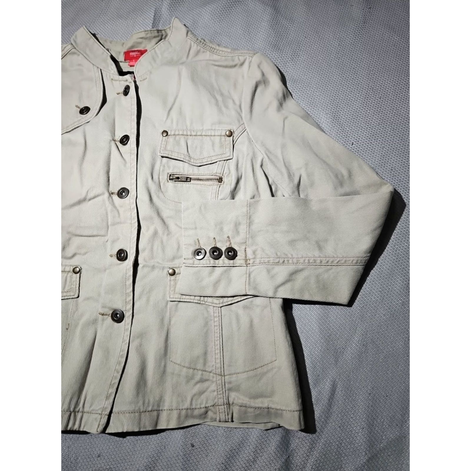 Mossimo Mossimo Jacket Womens Large Beige Military Button Pocket Casual Y2k Zip Mens Girls Womens Size L / US 10 / IT 46 - 4 Thumbnail