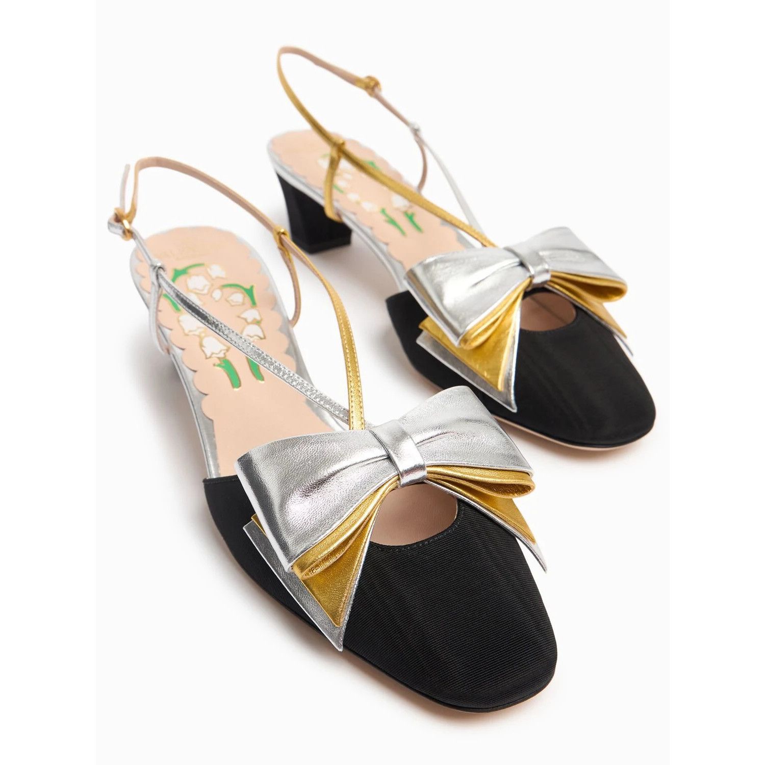 VALENTINO GARAVANI $1190 Black/Silver 45mm Slingback Pumps N