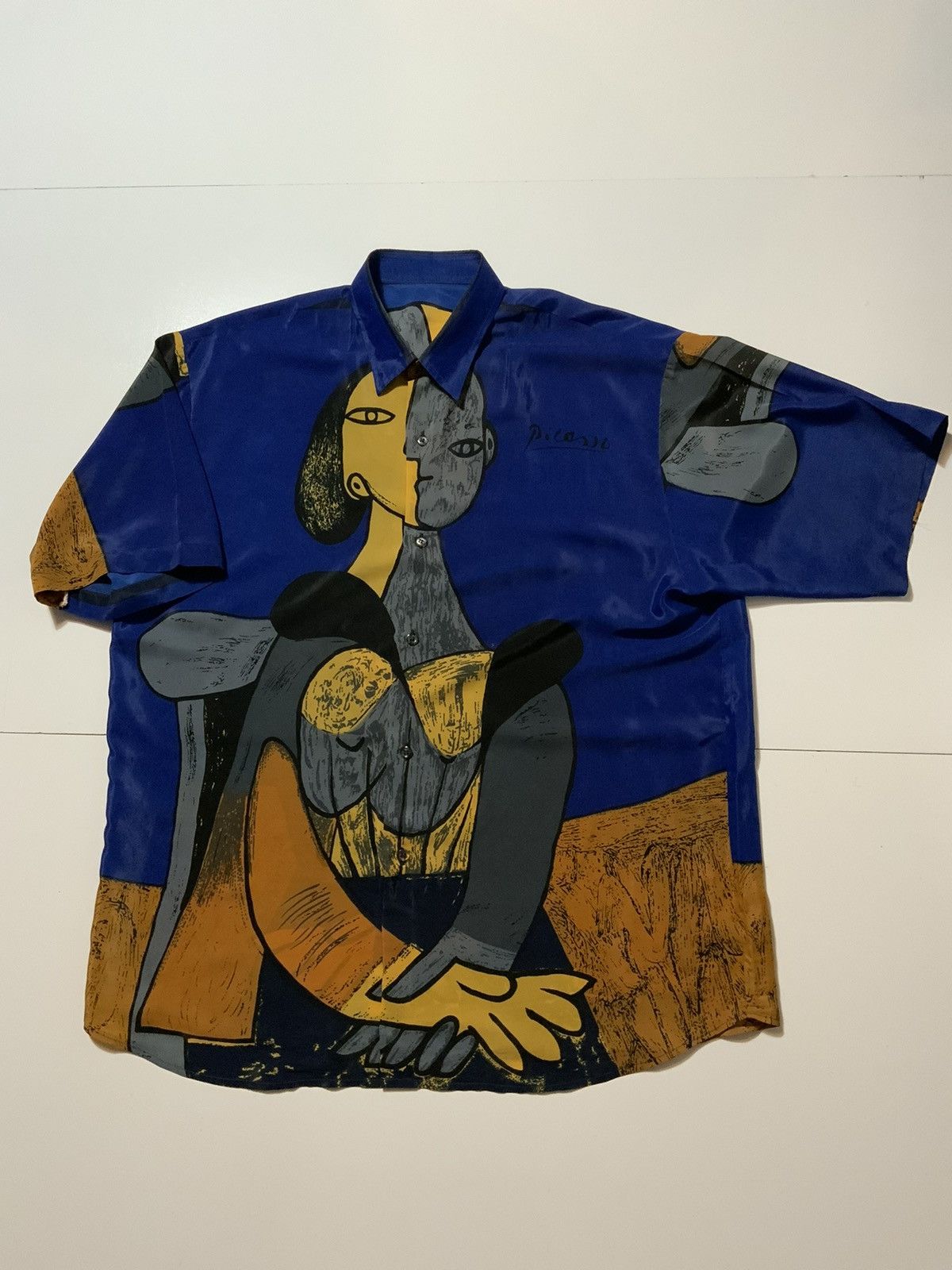 Vintage Vintage 80s 90s Picasso Art Cubism Sheer Joined Hands Shirt Size US L / EU 52-54 / 3 - 1 Thumbnail