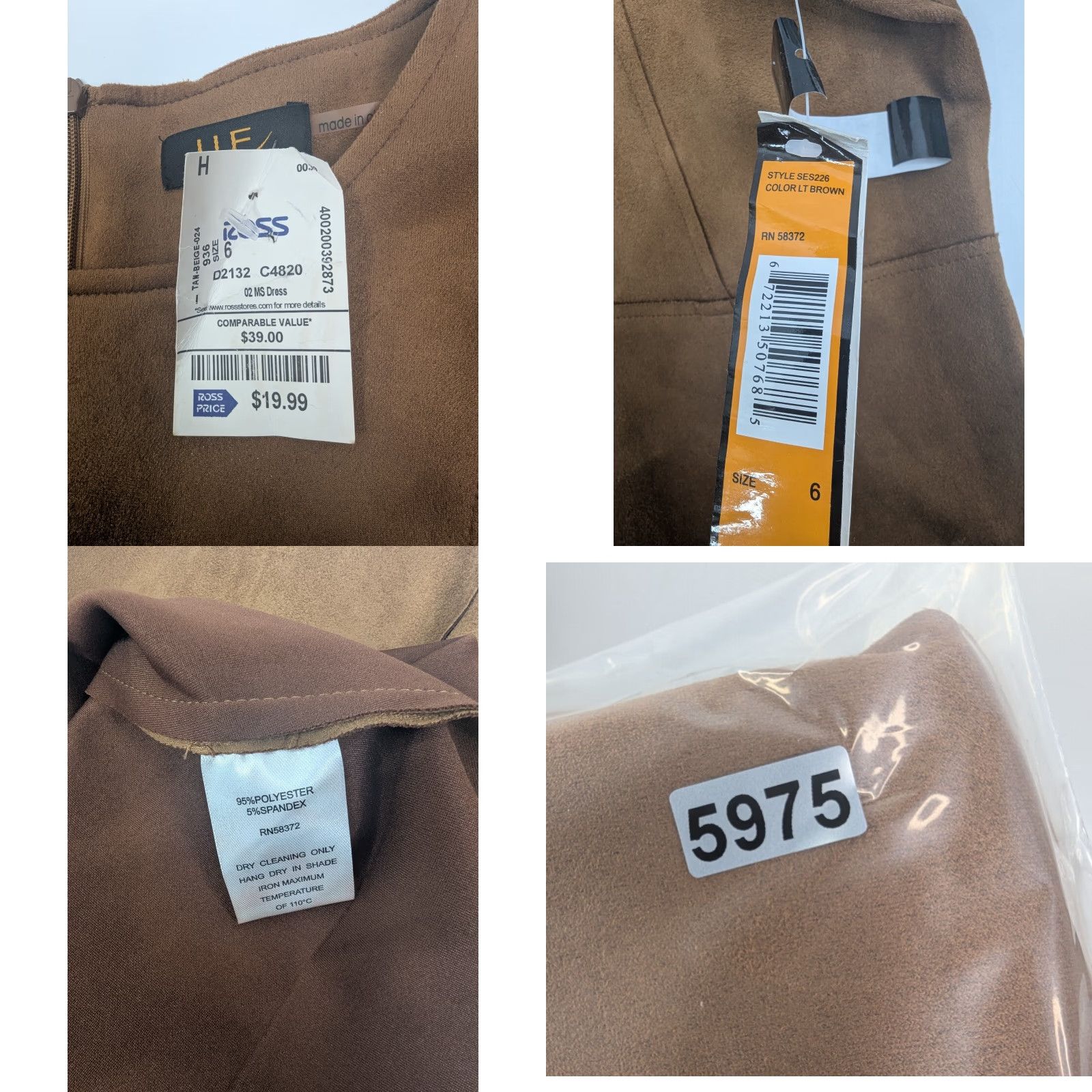 Vintage NWT Ile New York Brown Faux Suede Flare Dress Womans Size 6 Stretch A-Line Sleeveless Round Neck Zip Size M / US 6-8 / IT 42-44 - 8 Thumbnail