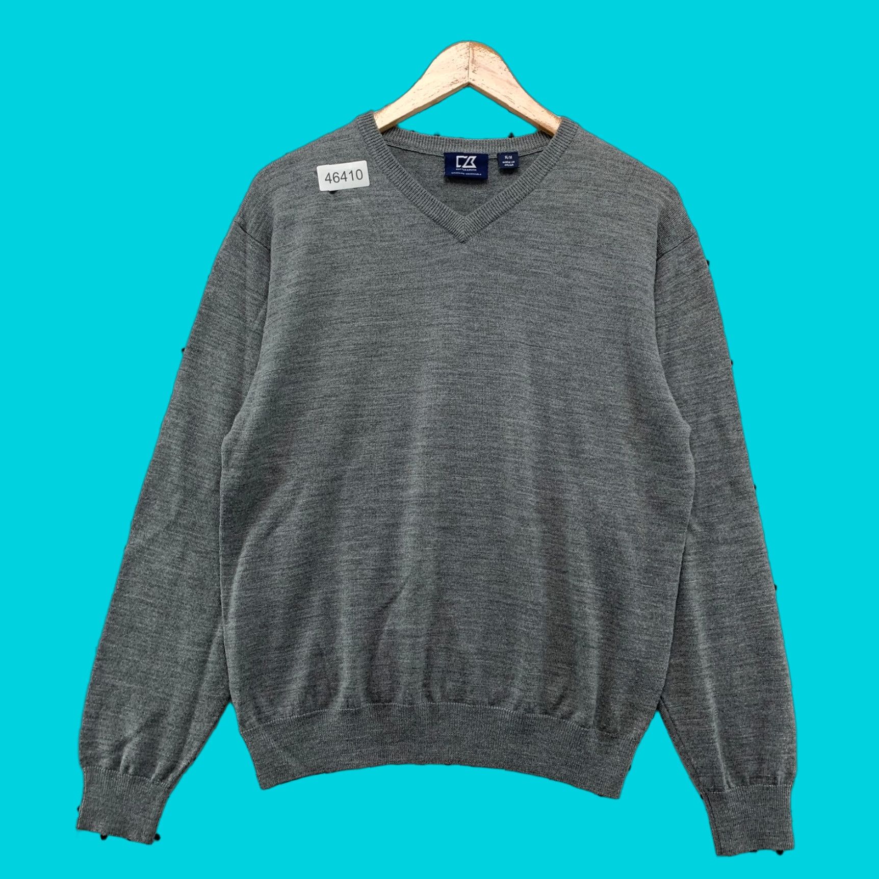 Cutter & Buck Cutter Buck Merino Wool Sweater Mens Medium Gray V-Neck Golf Preppy Pullover Size US M / EU 48-50 / 2 - 1 Thumbnail