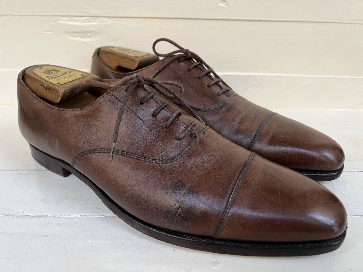 Crockett & Jones Crockett & Jones Hallam Brown Leather Cap-toe Balmoral Shoes Size US 9.5 / EU 42-43 - 3 Thumbnail
