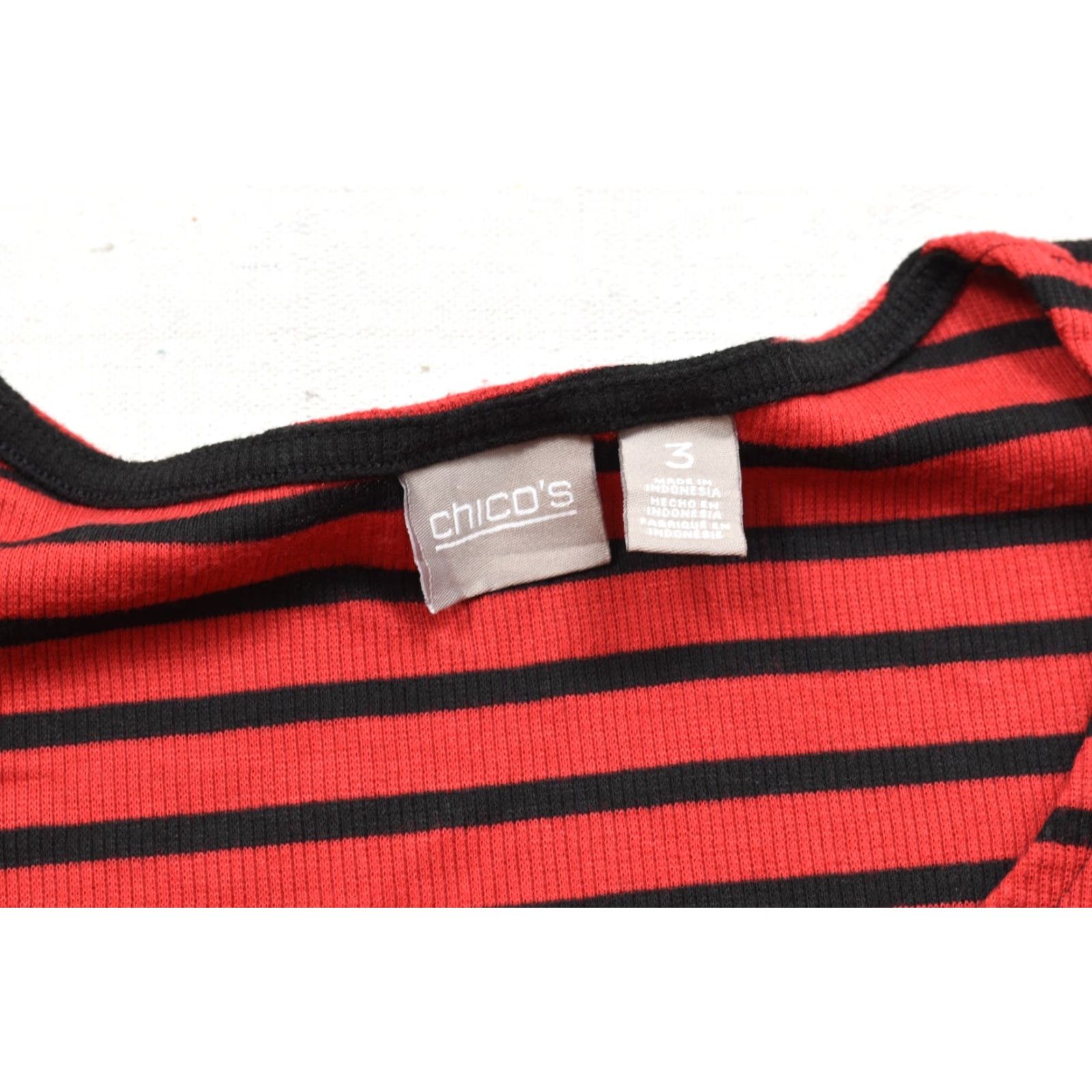 Vintage Chico's Red Black Striped Ribbed Knit Top XL Size Women Long Sleeve Pullover Round Neck Casual Stretch Size XL / US 12-14 / IT 48-50 - 8 Thumbnail