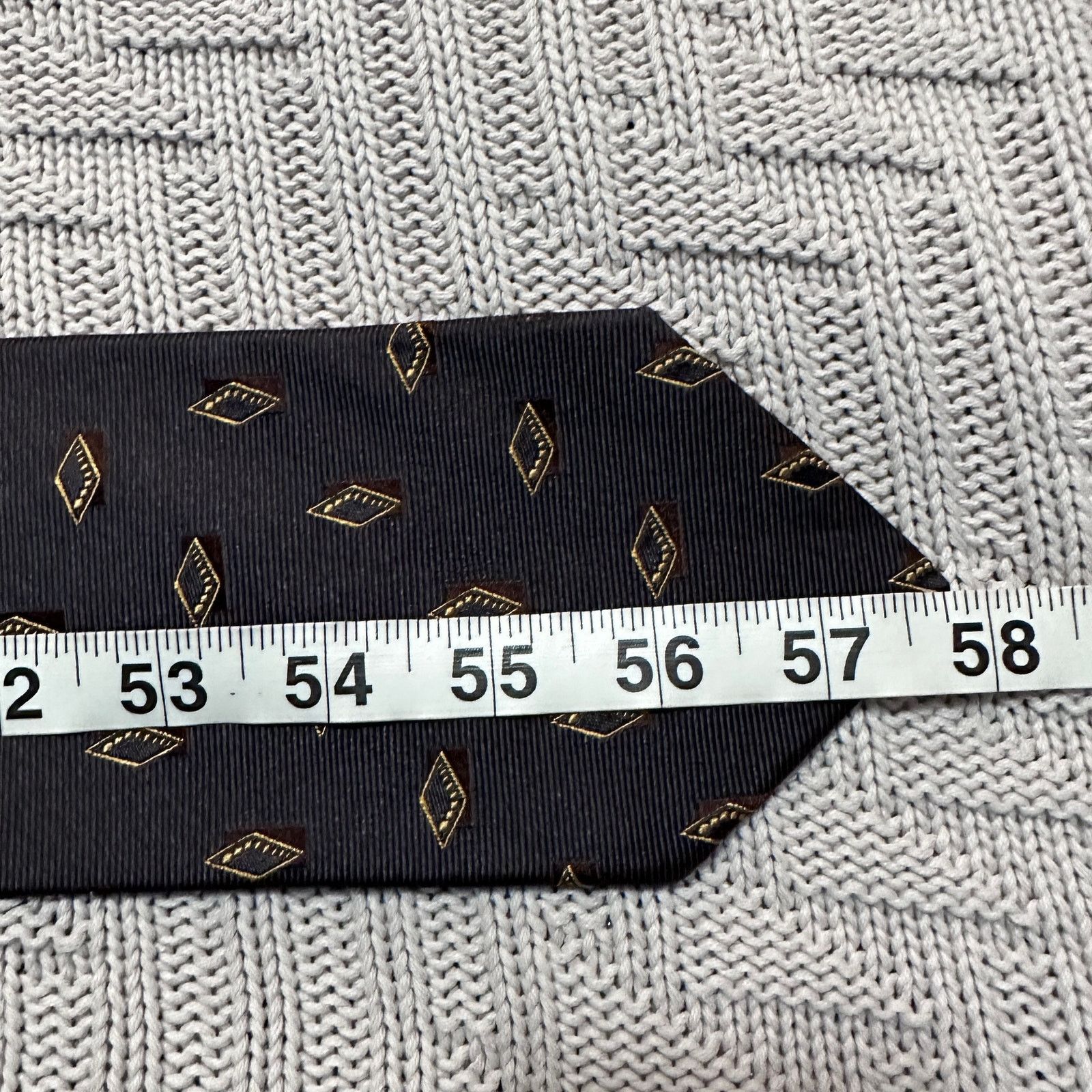 Hugo Boss Hugo Boss brown geometric diamond Italian silk tie Size ONE SIZE - 4 Thumbnail