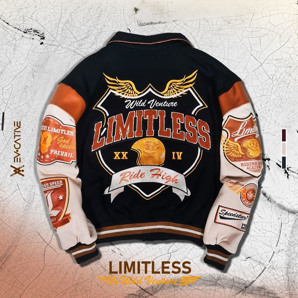 image of Bomber Jacket x Varsity Jacket Varsity - Limitless - Evocative in Black, Men's (Size Large)