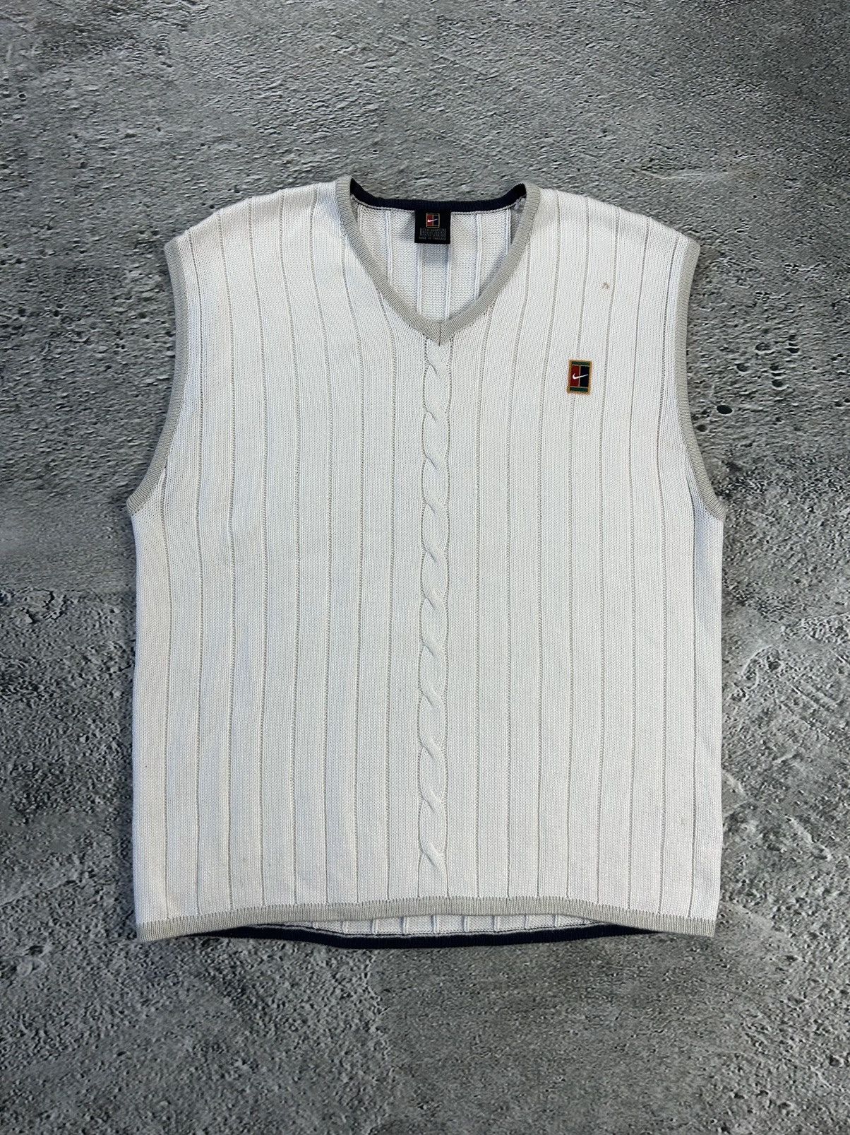 Nike Nike Court vintage cream sweater vest tennis 90s cable knit Size US M / EU 48-50 / 2 - 1 Thumbnail