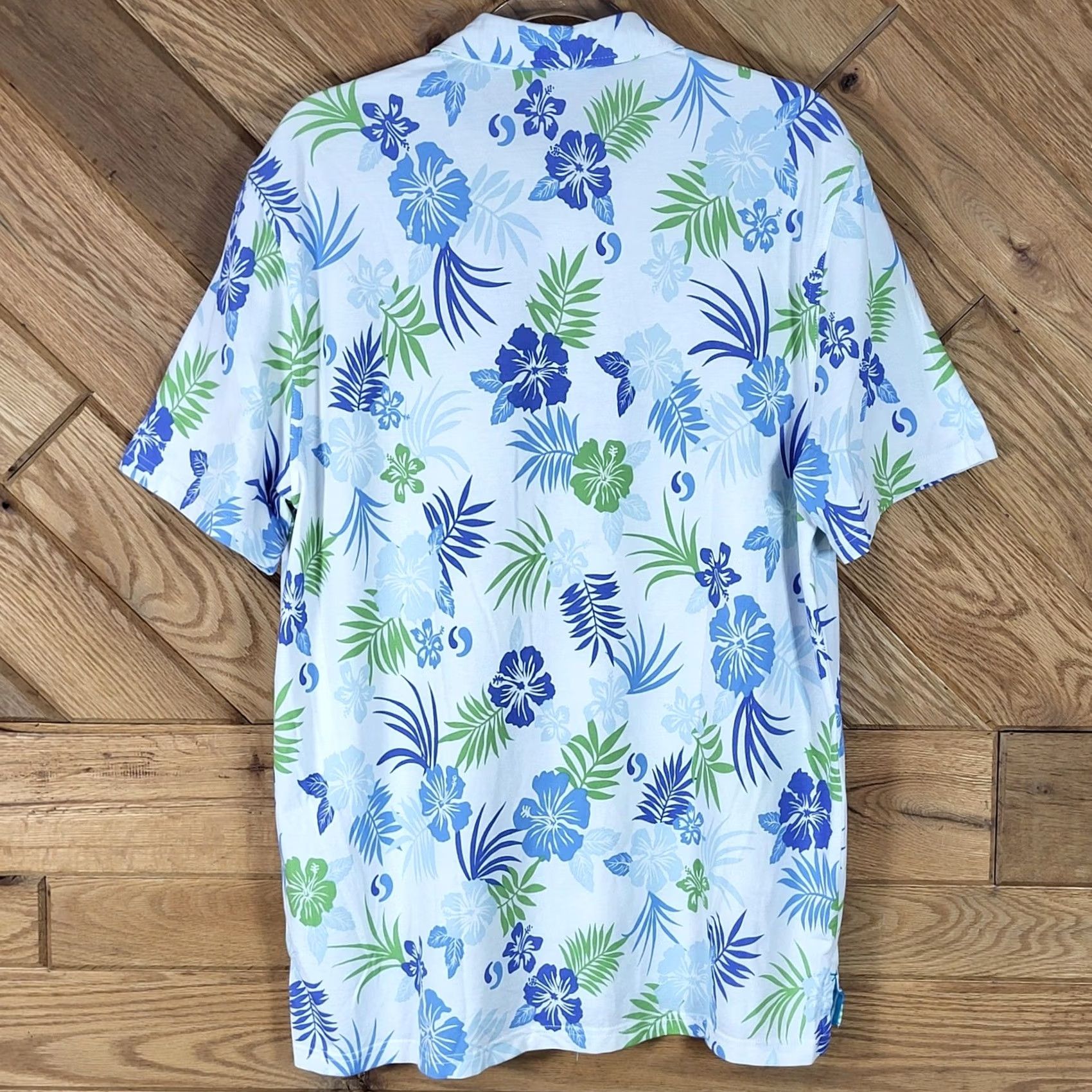 Tori Richard Tori Richard Polo Shirt Mens L Hawaiian Tropical Hibiscus Floral White Blue Size US L / EU 52-54 / 3 - 5 Thumbnail