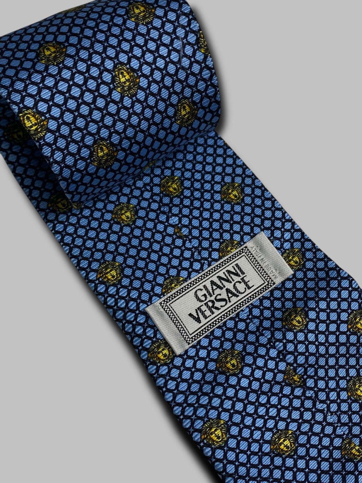 Versace Gianni Versace Rare Vintage Tie Blue Geometric Pattern Silk Size ONE SIZE - 2 Thumbnail