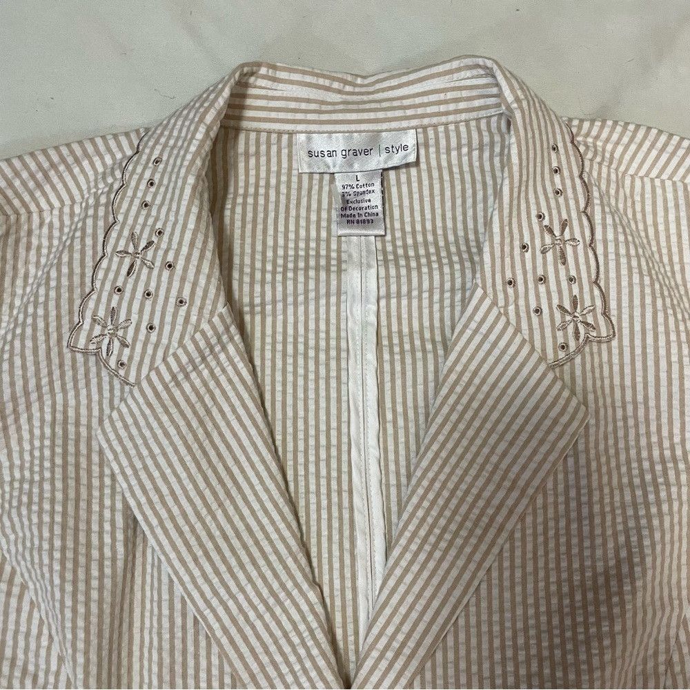 Other Susan Graver Style Embroidered Cotton Short Sleeve Jacket S Size L / US 10 / IT 46 - 7 Thumbnail