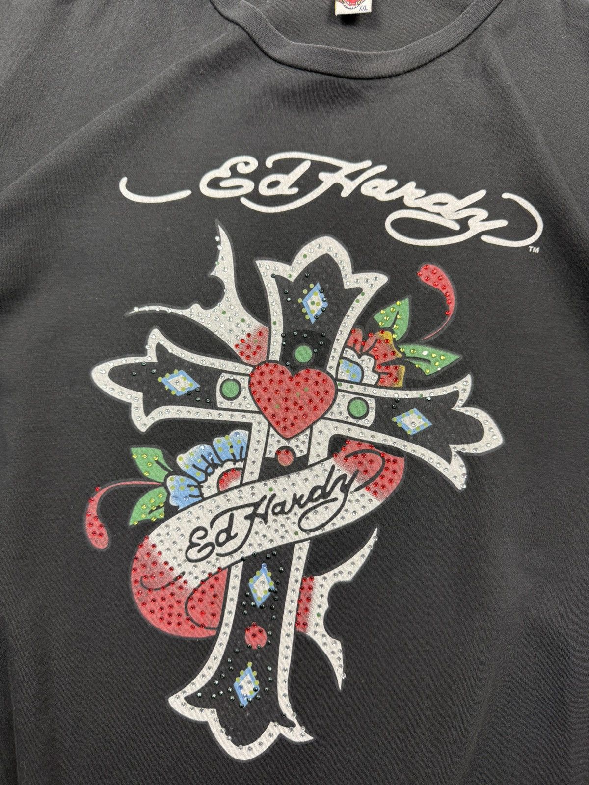 Ed Hardy Vintage Y2K Ed Hardy By Christian Audigier T-Shirt Cross Tee Size US XL / EU 56 / 4 - 9 Thumbnail