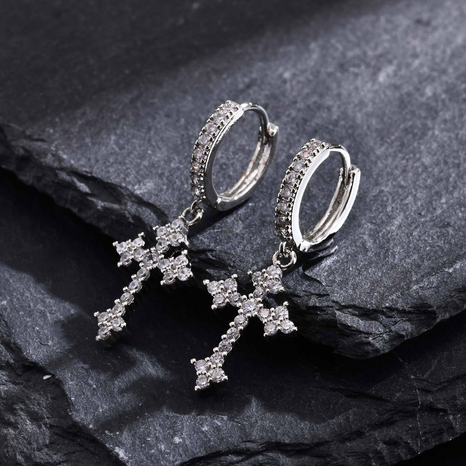 Jewelry × Sterling Silver Cross Future Earrings One Pairs Chrome Jewelry Size ONE SIZE - 3 Thumbnail