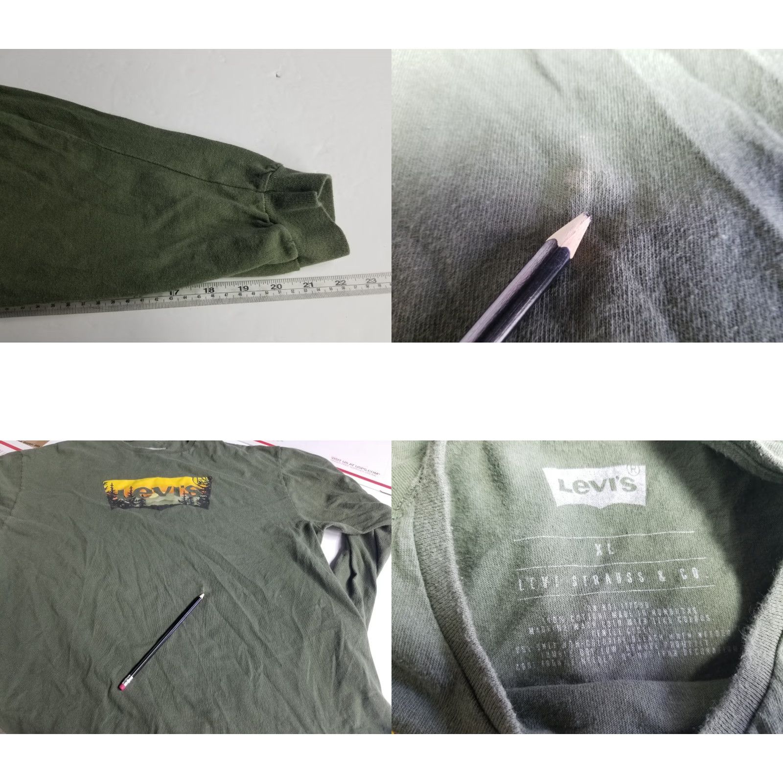 Levi's Levi's Men's T-Shirt Green Logo Long Sleeve Crew Neck XL Classic Fit Shirt Graphic Print Size US XL / EU 56 / 4 - 8 Thumbnail
