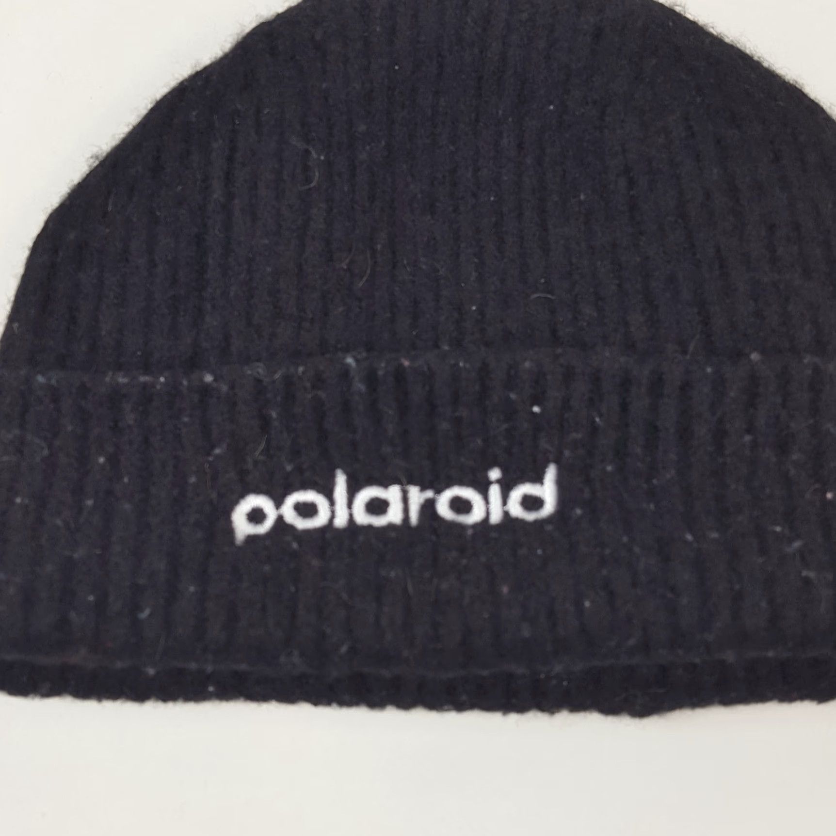 Polaroid VINTAGE Polaroid Beanie Knit Hat One Size Black Wool Cotton Acrylic Men's Beanie 90s Hipster Winter Hat Size ONE SIZE - 2 Thumbnail