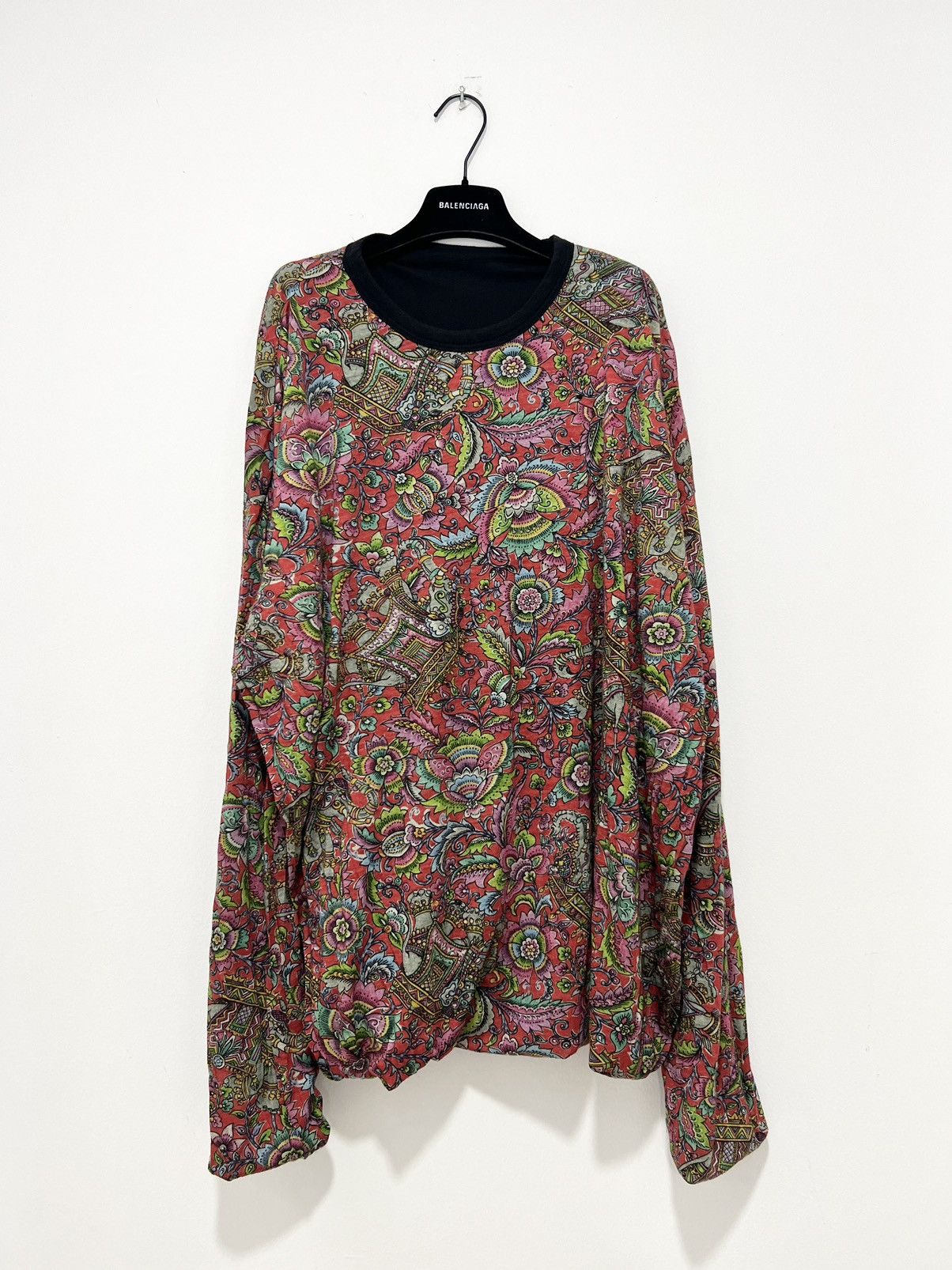 image of Yohji Yamamoto Paisley Batik Reversible Long Sweater in Black, Men's (Size Large)