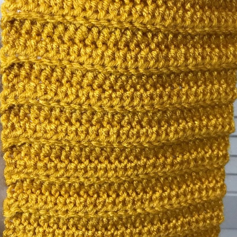 Handmade NWT Handmade Crocheted Gold Textured Beanie & Scarf 53” Size ONE SIZE - 3 Thumbnail